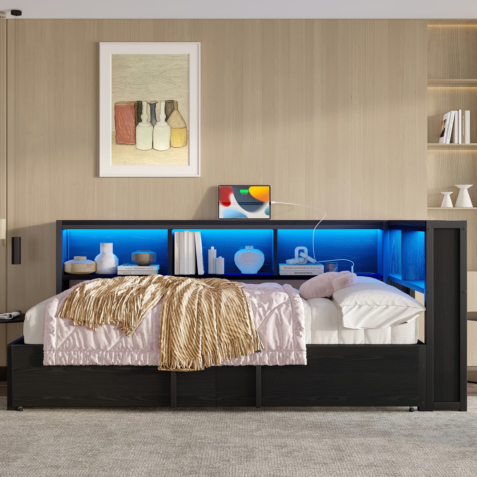 STILVORA Daybed 90x200 mit Matratze&Ausziehbett,Daybett mit Staufach,Tagesb günstig online kaufen
