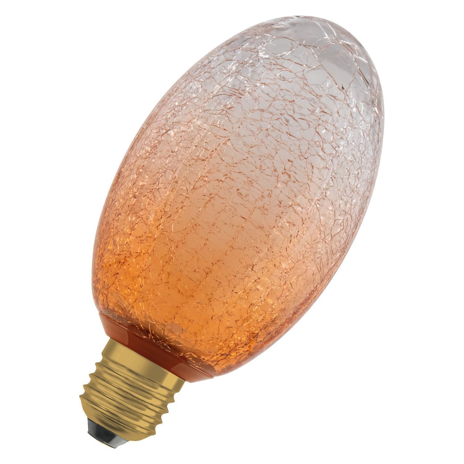 Licht-Erlebnisse LED-Leuchtmittel LAMP, E27, Warmweiß, Deko Lampe Orange E27 Ø 9 cm 2700 K 300 lm warmweiß Crackled Glas
