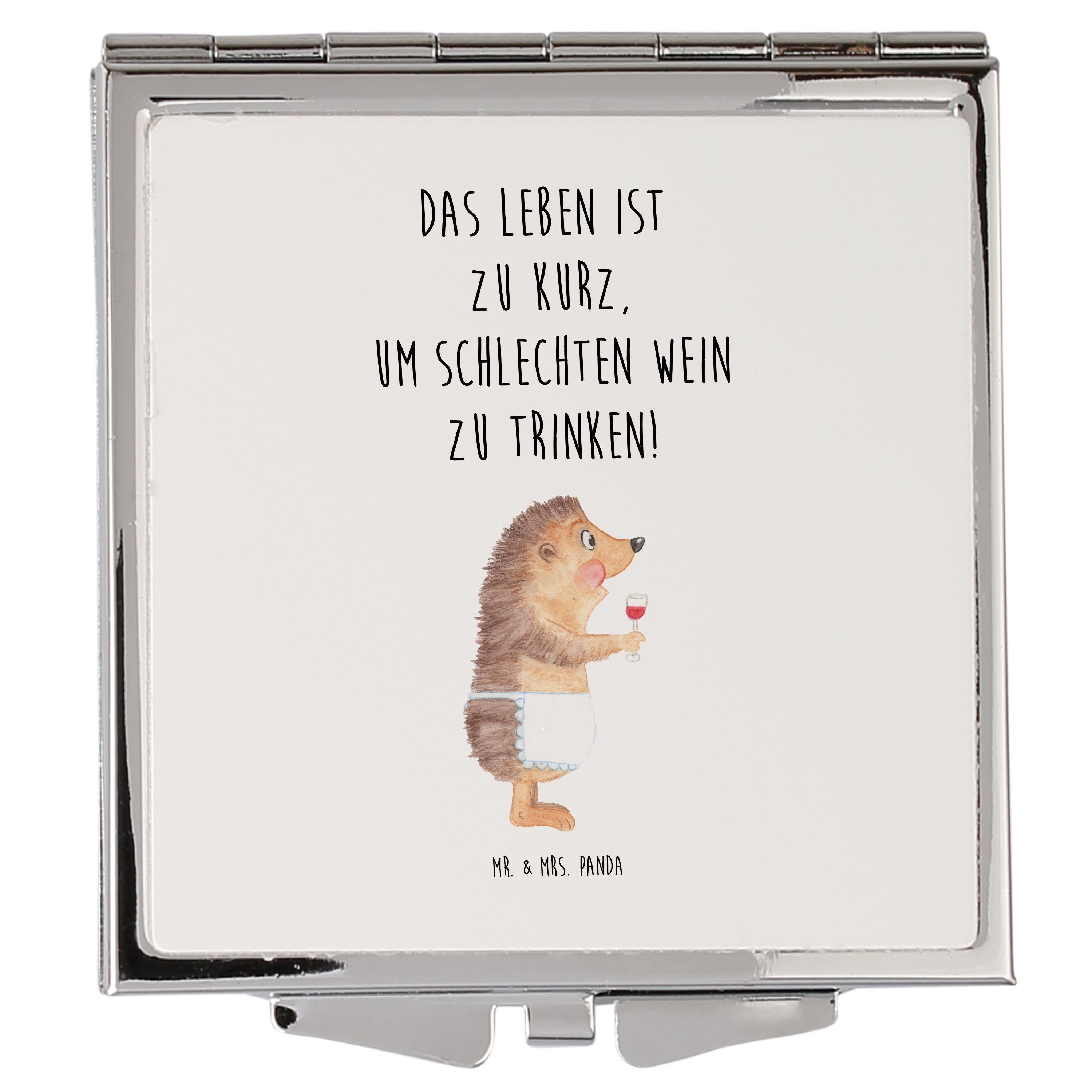 Wein Spiegel, & Panda - (1-St) schmi Quadrat, Weiß Spruch, Geschenk, mit Mrs. Wein Mr. Kosmetikspiegel - Igel