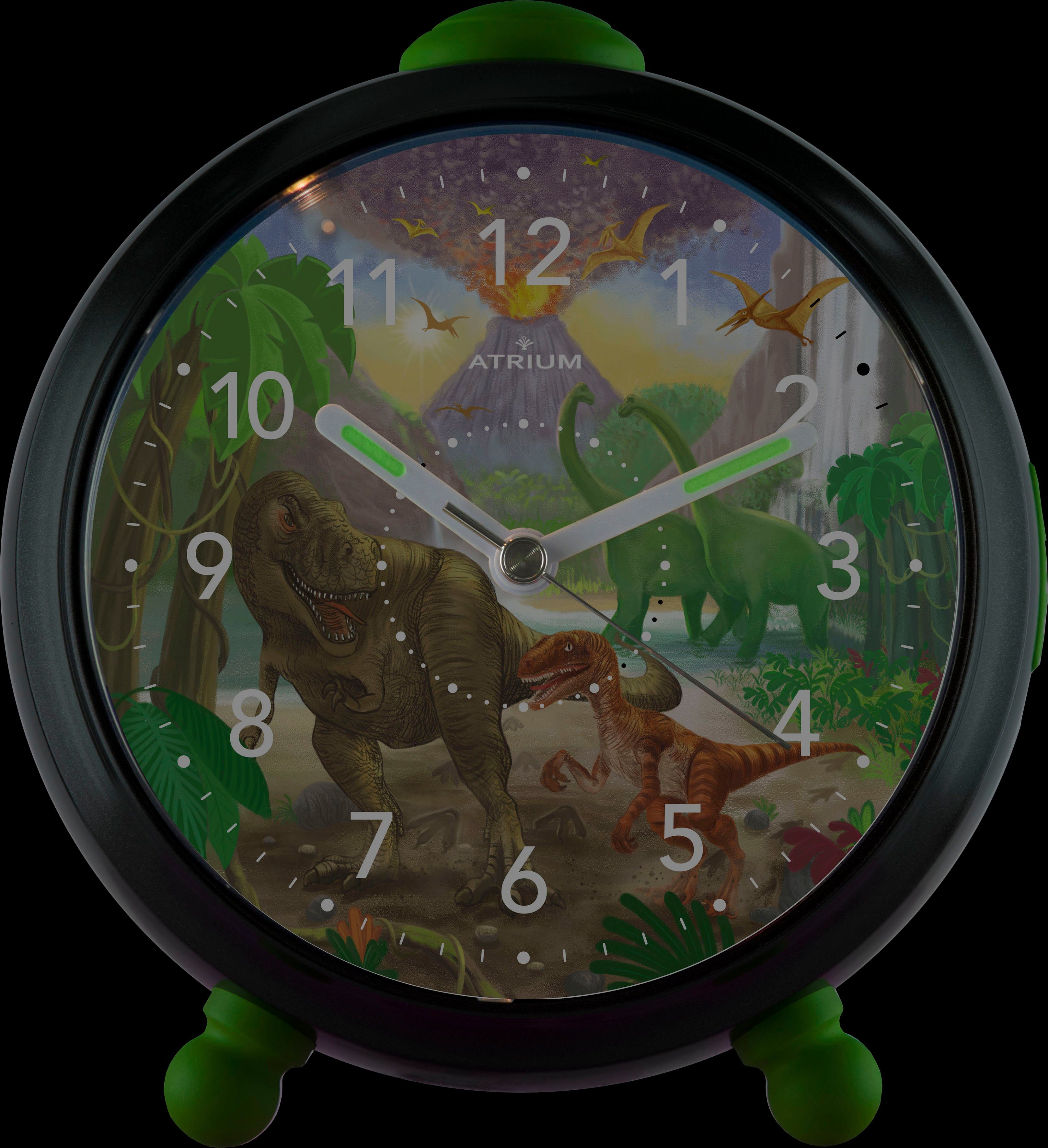 Atrium Quarzwecker A932-4, Dinosaurierwecker Kinderwecker, Kinderzimmer, Geschenkidee, Schulanfang, Geburtstag