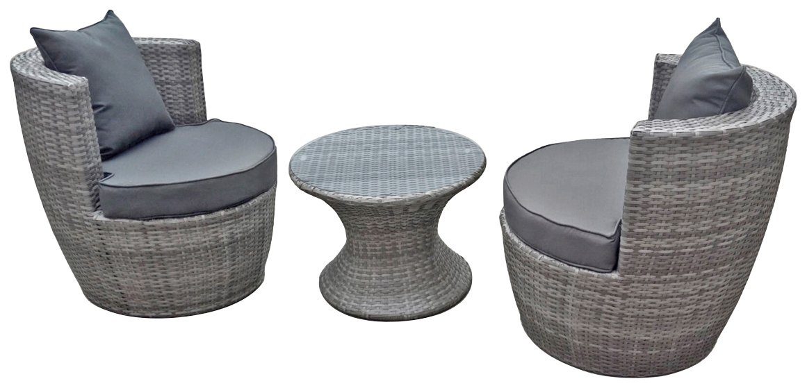 Garden Pleasure Balkonset, (Set, 3-tlg., 1x Tisch, 2x Sessel), inkl. Auflagen