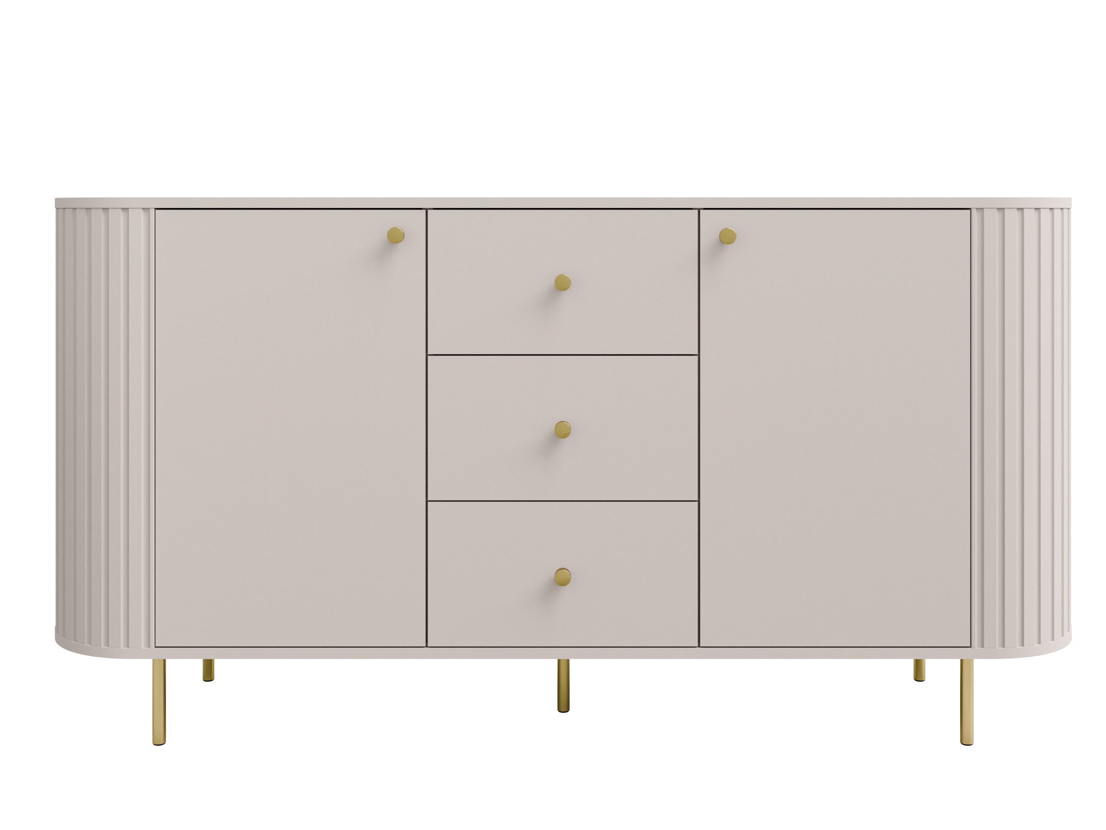 Compleo Kommode eiche cremona oder beige, drei Schubladen und zwei Türen ZANTO