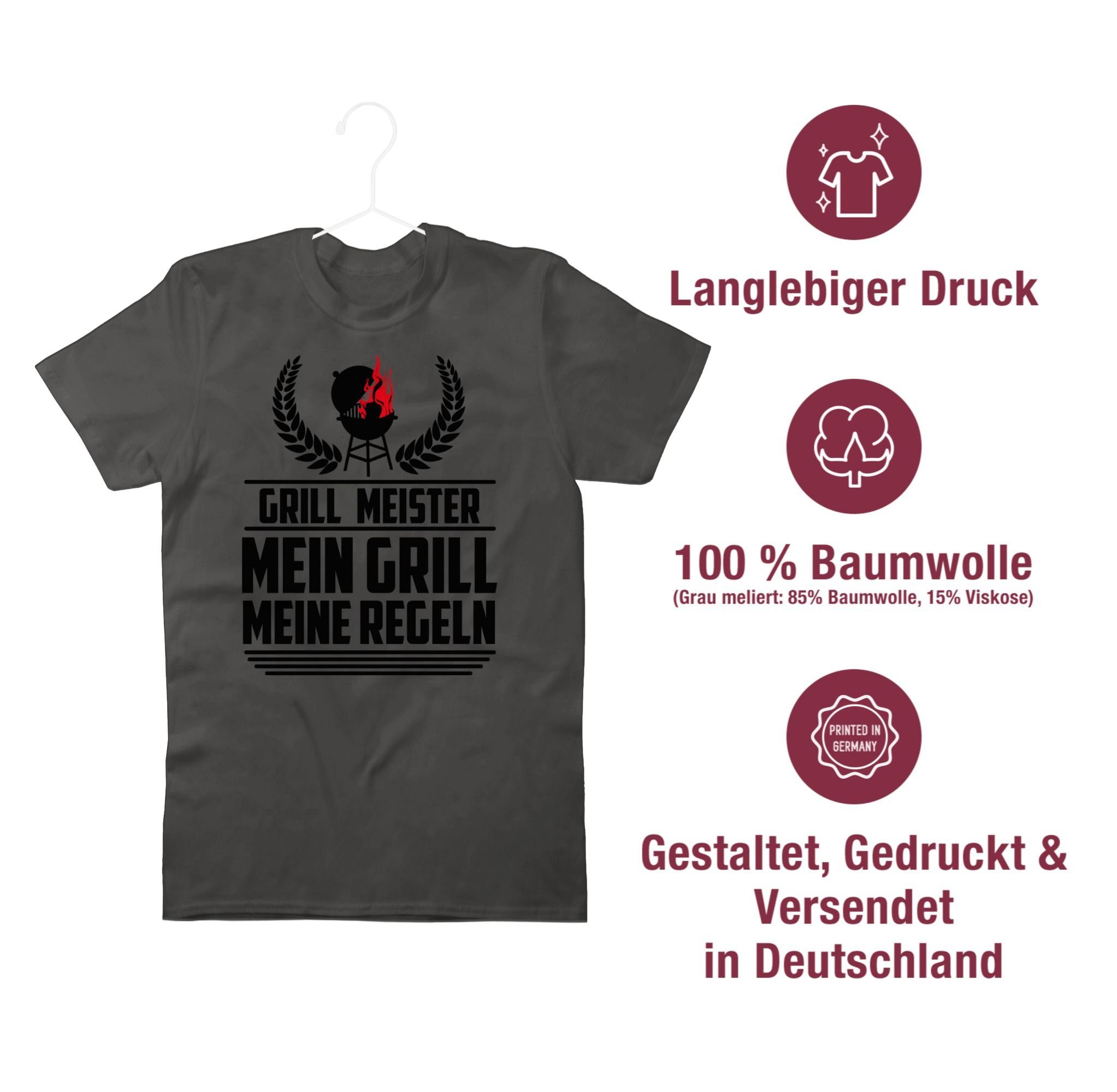 Shirtracer T-Shirt Grill Meister - Dunkelgrau Grillen & 1 schwarz Grillzubehör Geschenk