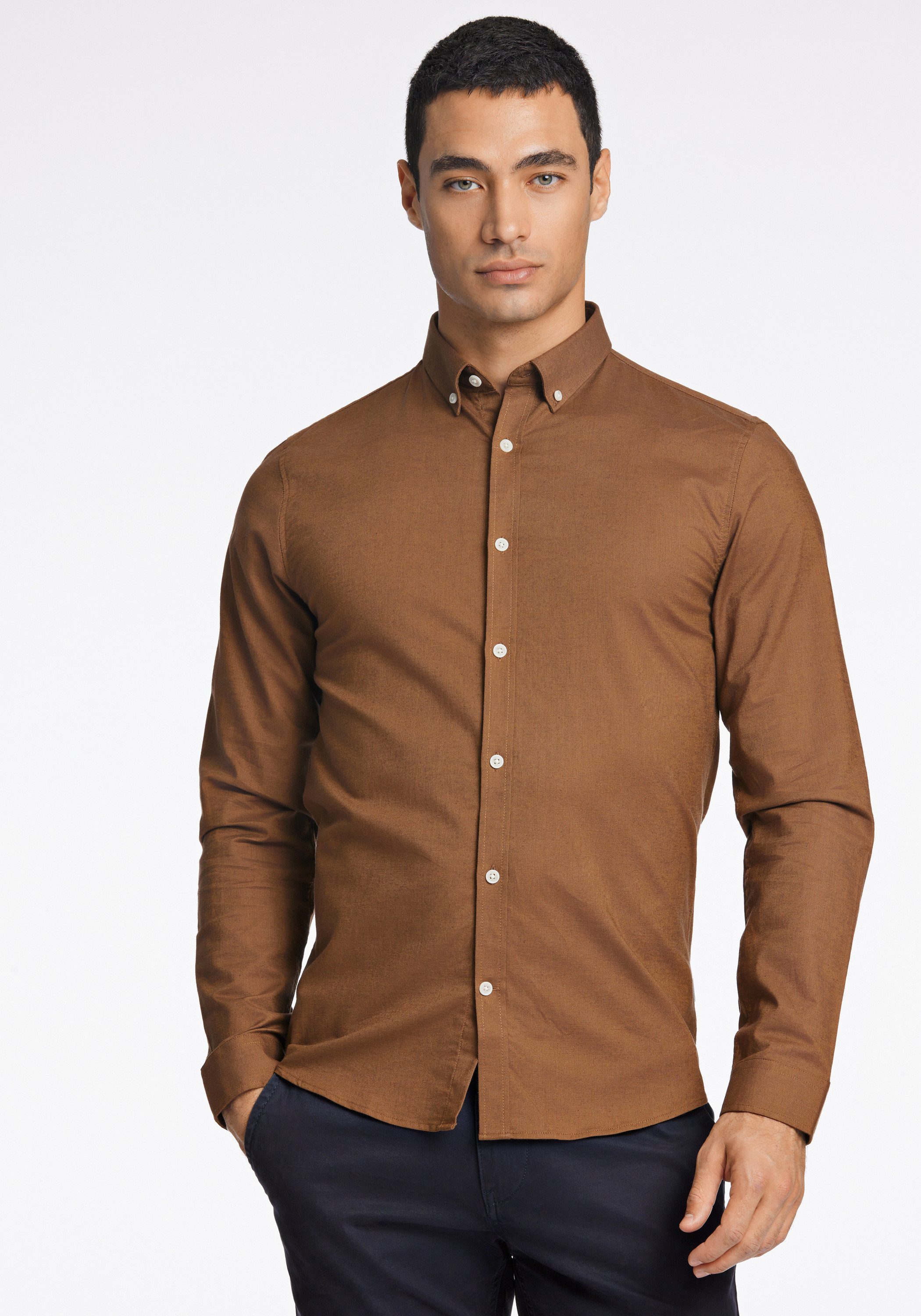 LINDBERGH Businesshemd Oxford-Hemd (Langarm) Relaxed Fit
