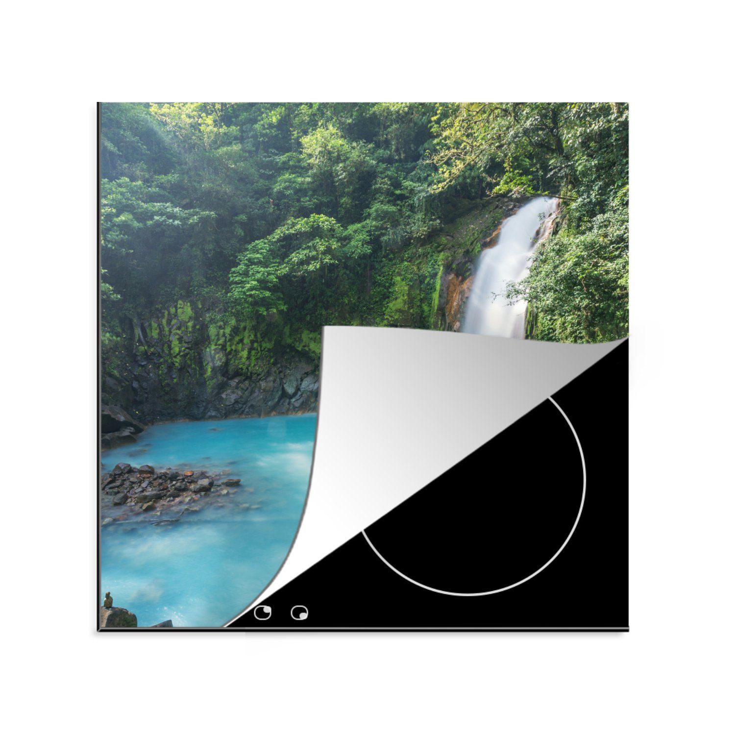 MuchoWow Herdblende-/Abdeckplatte Rio Celeste Wasserfall am Vulkan Tenoria in Costa Rica, Vinyl, (1 tlg), 78x78 cm, Ceranfeldabdeckung, Arbeitsplatte für küche