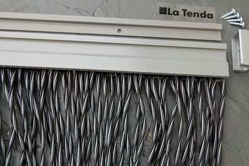 La Tenda Insektenschutz-Vorhang La Tenda PADOVA 3 Streifenvorhang schwarz, 90 x 210 cm, PVC - Länge und Breite individuell kürzbar