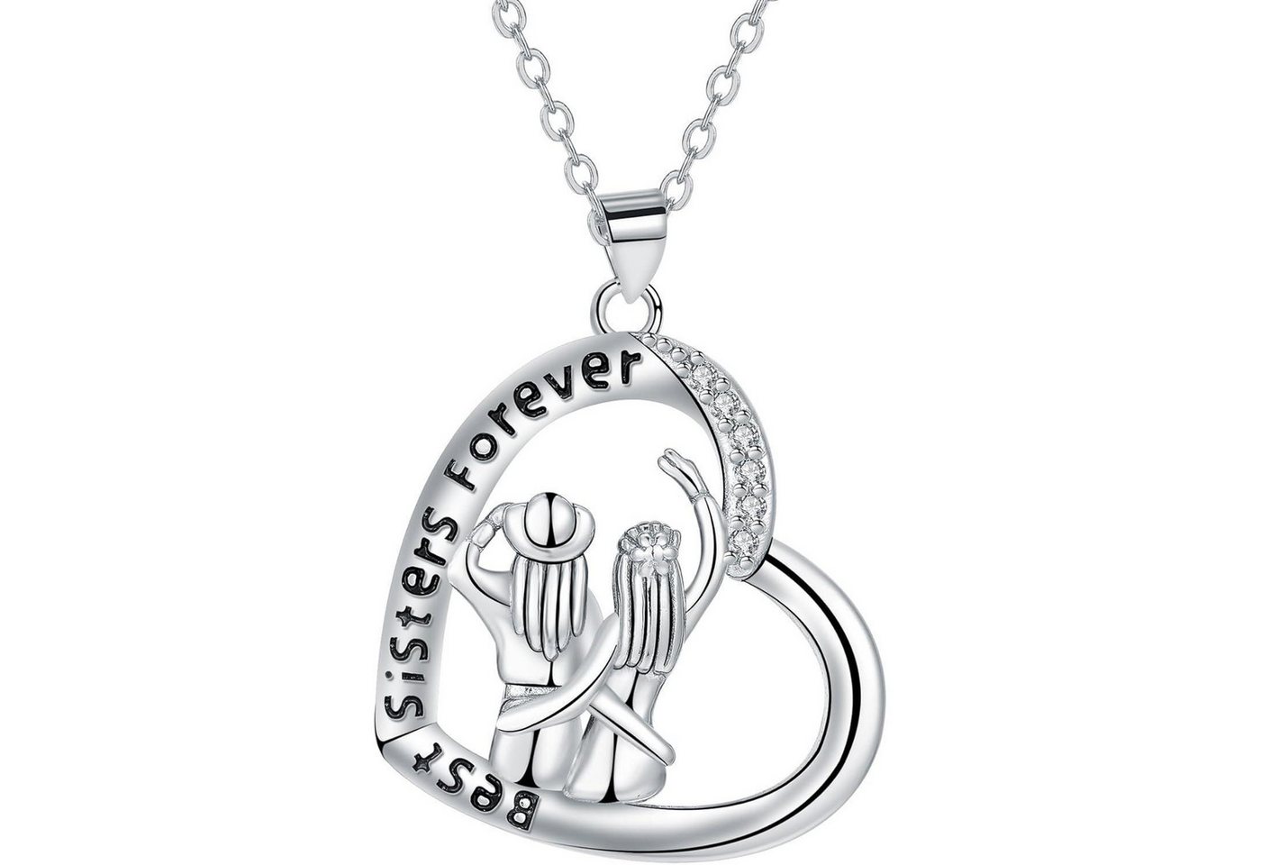 LuxusKollektion Herzkette Halskette 925 Sterling Silber Herz Anhänger Geschenk Mama Schwester