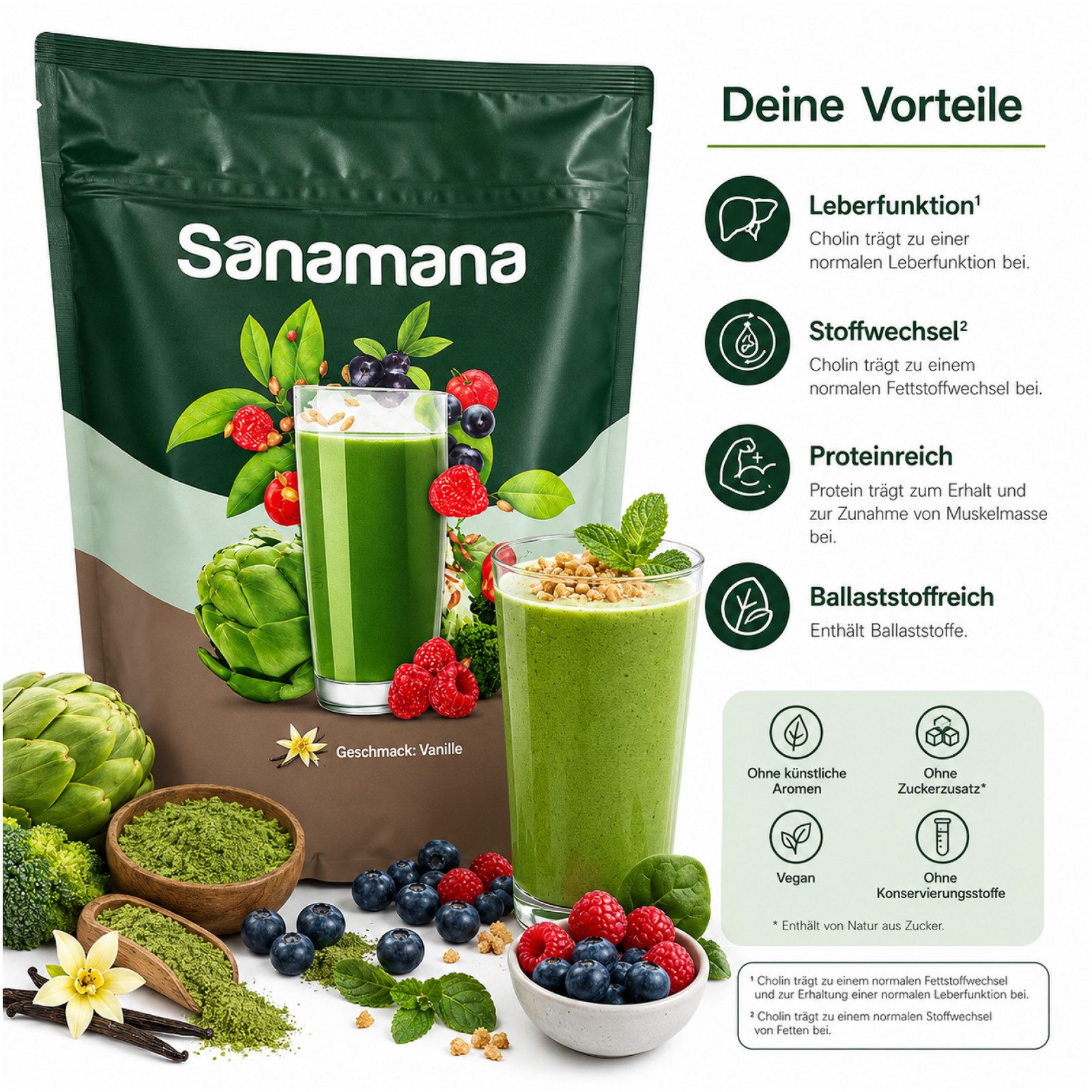 Sanamana Sanamana Green Shake Pulver, 560 g