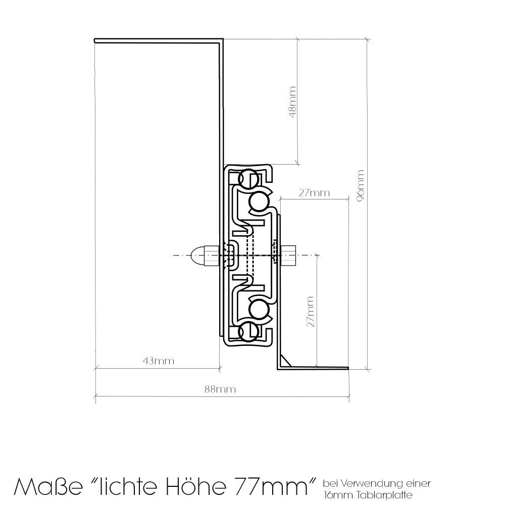 Nutzhöhe Auszug Weiss mm 77 Tastaturauszug, EisenRon.de x 30 cm 60