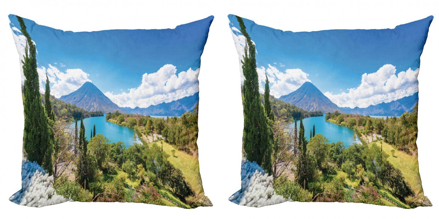 Kissenbezüge Modern Accent Doppelseitiger Digitaldruck, Abakuhaus (2 Stück), Zentralamerika See und Vulkan