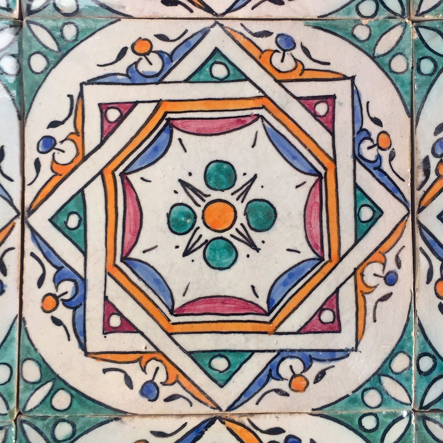 Samia aus Fliese Fliese Kunsthandwerk HBF8101, Moro Mehrfarbig, handbemalte Orientalische Casa Keramik Wandfliese Marokko