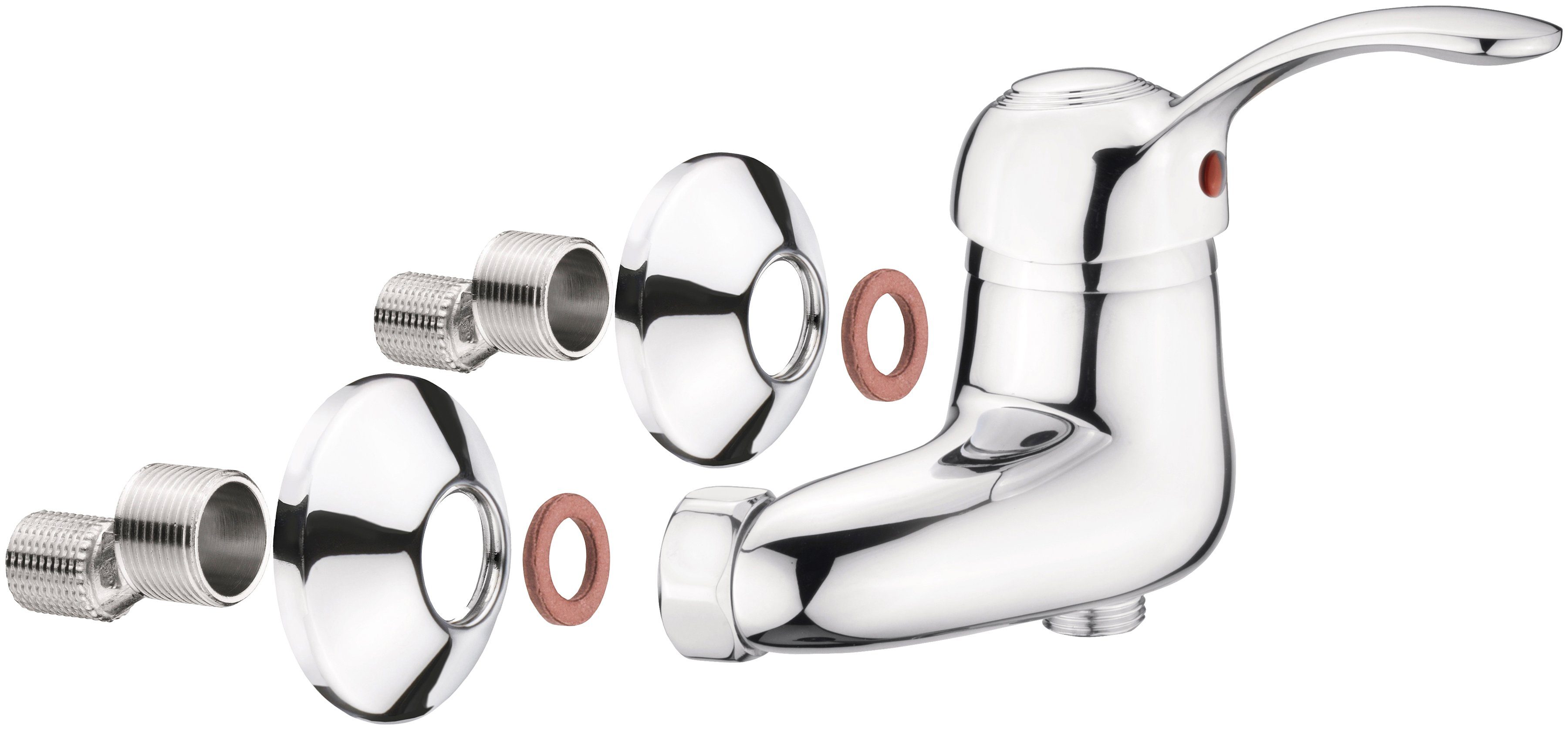 CORNAT Duscharmatur "Luca" Hochwertiger Messingkörper - verchromt - 1/2 Zoll Brauseabgang Einhebelmischer zur Aufputzmontage / Brausebatterie / Duscharmatur