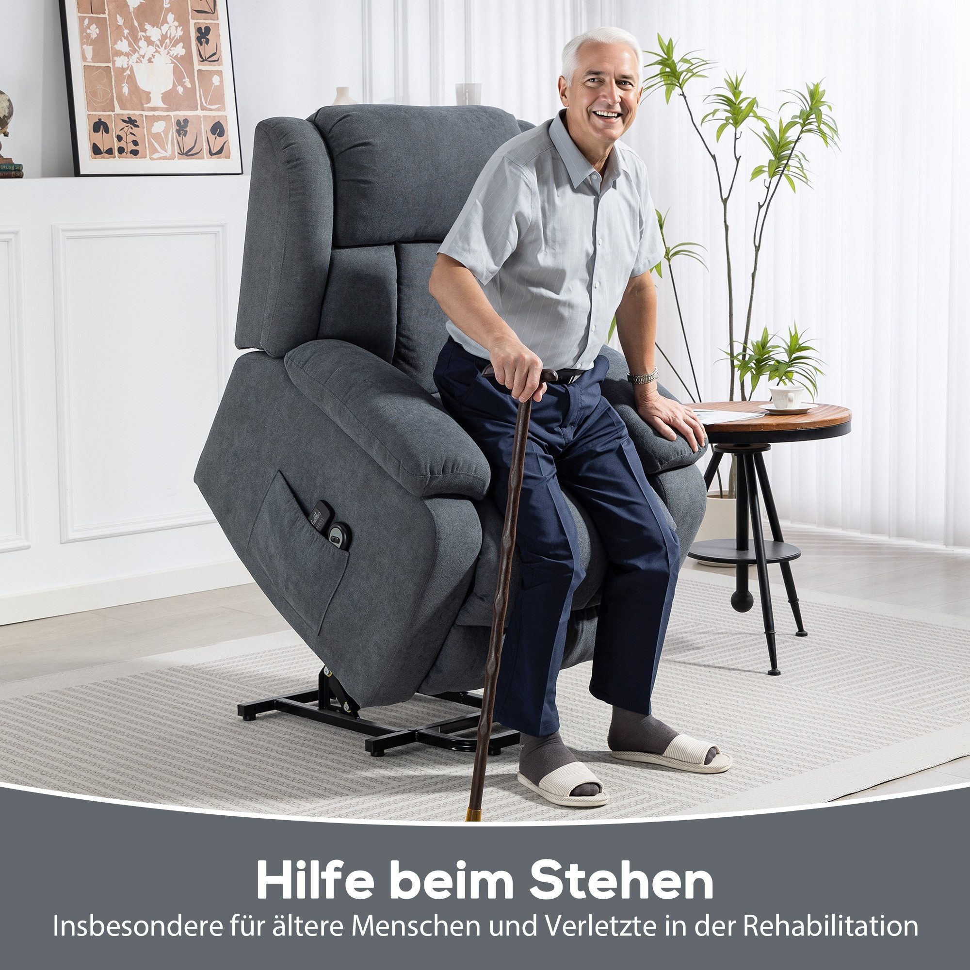 HOMCOM Relaxsessel Massagesessel TV-Sessel mit Liegefunktion, Massagefunktion (Fernsehsessel mit Aufstehhilfe, 1-St., Elektrisch Relaxsessel), mit Fernbedienung – Bild 4 von 5