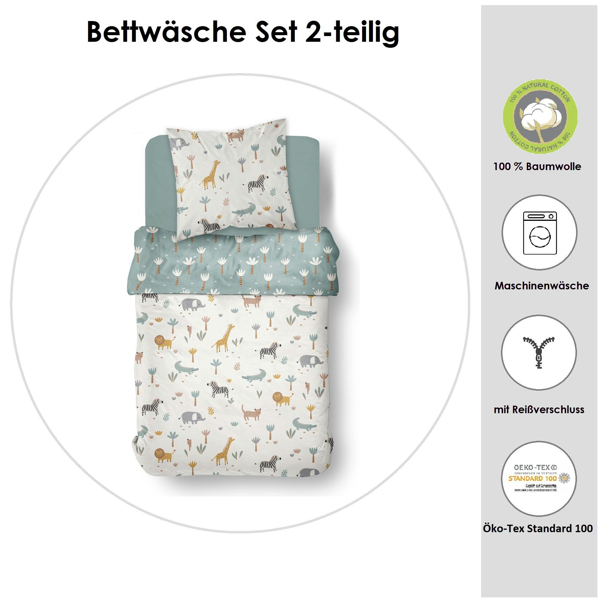 Familando Kinderbettwäsche Afrika Safari mit verschiedenen günstig online kaufen