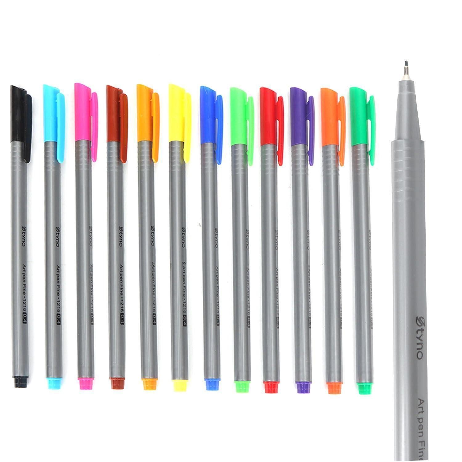 LuxusKollektion Fineliner Fineliner Stifte Set 12 Farben 0.3mm Metallspitze Dreikant