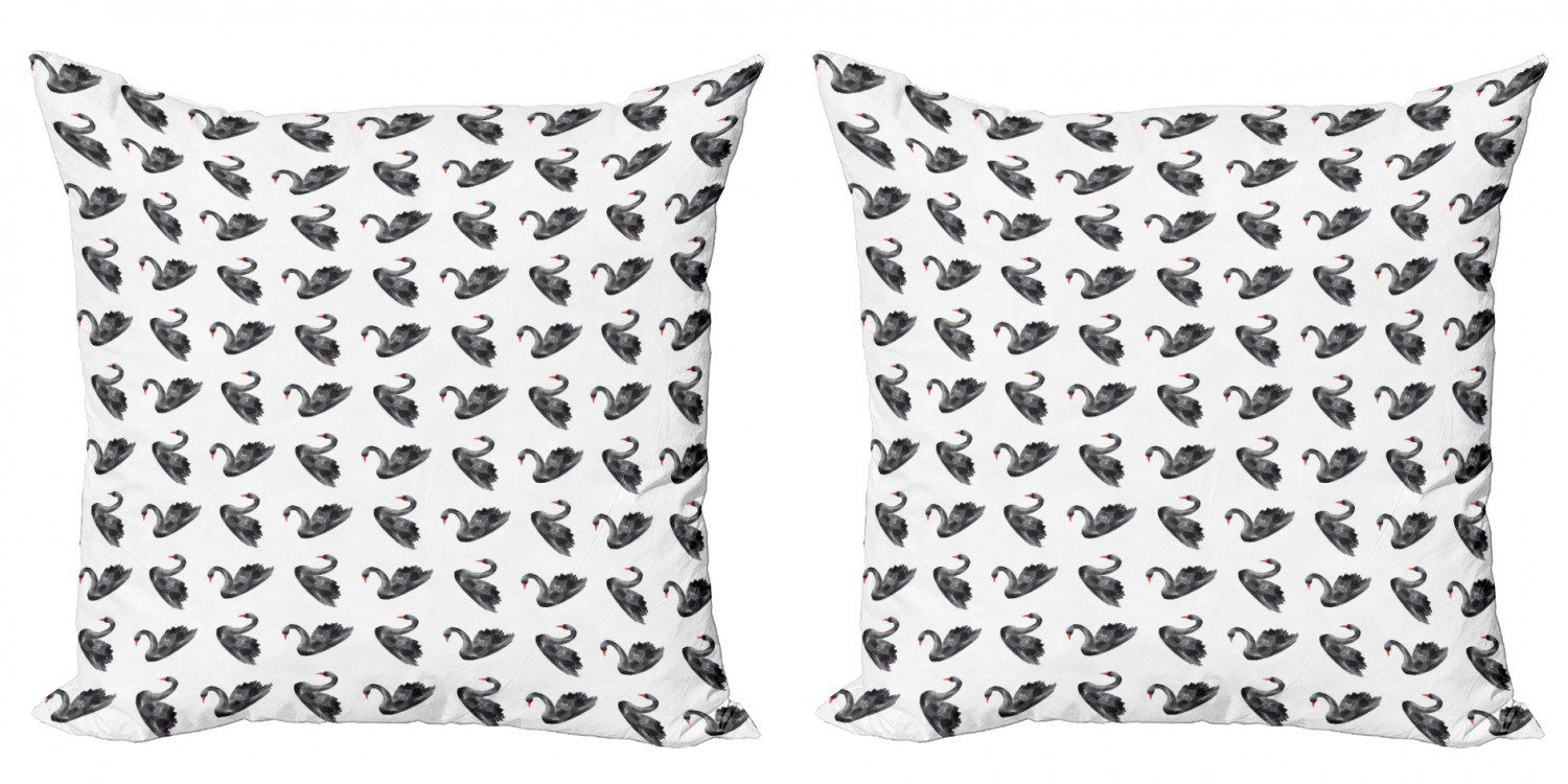 Black Stück), Doppelseitiger Digitaldruck, Modern Aquarelle Schwan Accent (2 Kissenbezüge Abakuhaus Birds