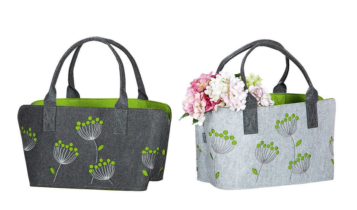 GILDE Shopper Filztasche Shopper Dillblüte grau gruen 41 cm günstig online kaufen