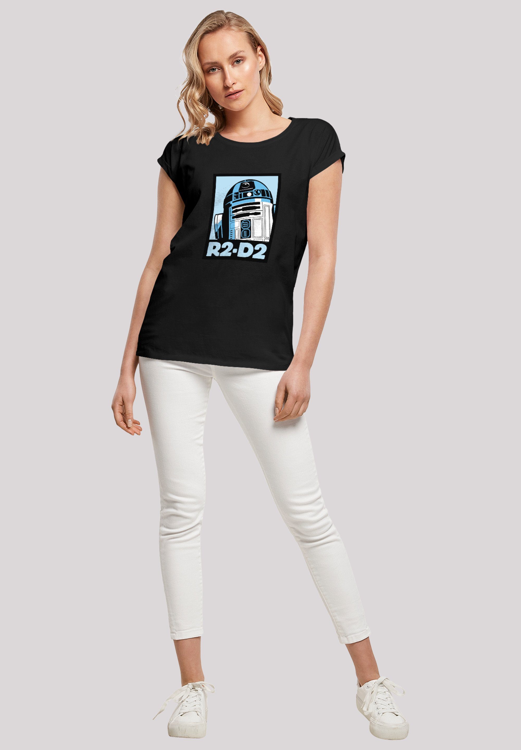 Damen R2-D2 Poster with F4NT4STIC Wars Kurzarmshirt Shoulder Extended Ladies Star (1-tlg) Tee