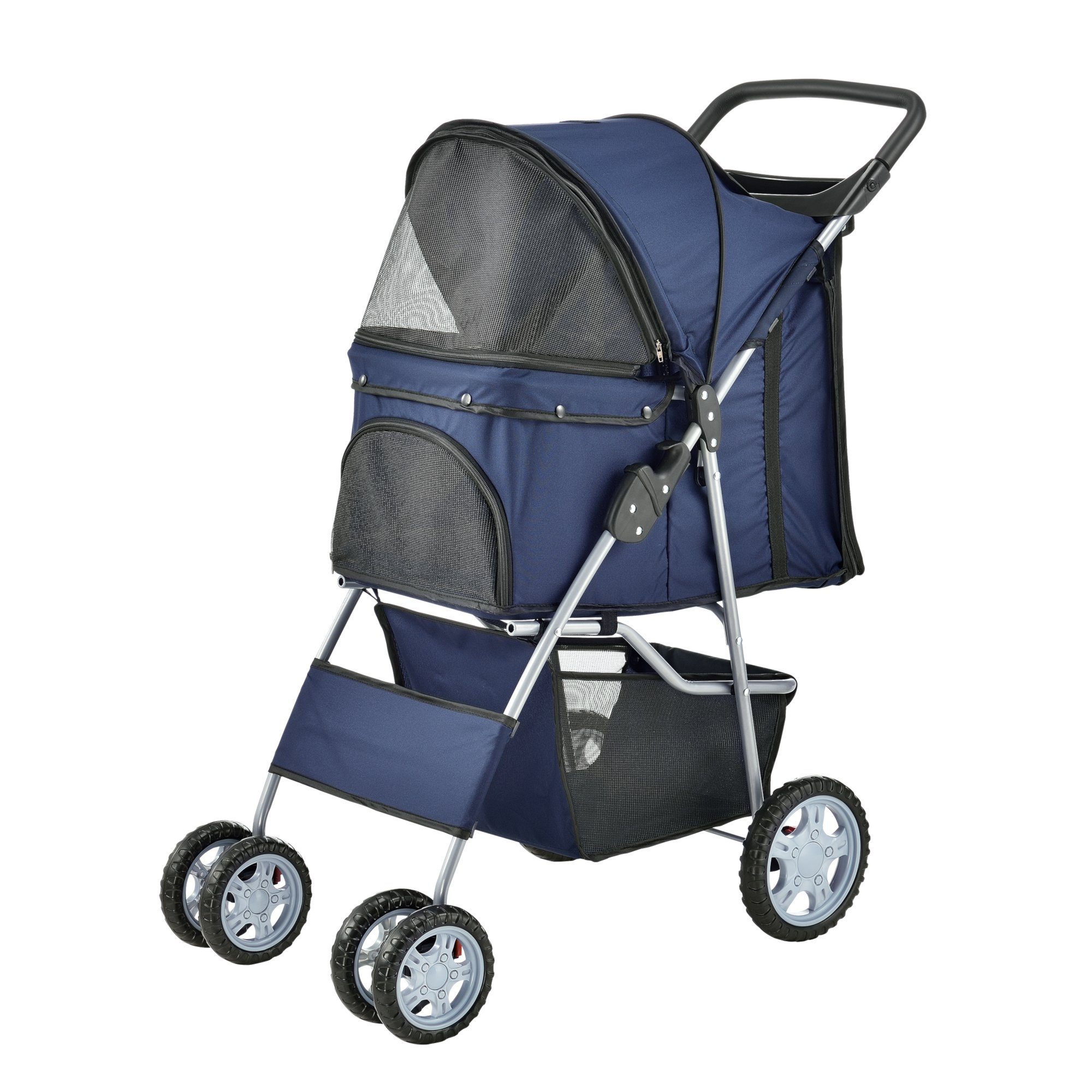 pro.tec Tiertransporttasche bis 15 kg, Hundewagen »Niceville« Pet Stroller Regenschutz Roadster Blau