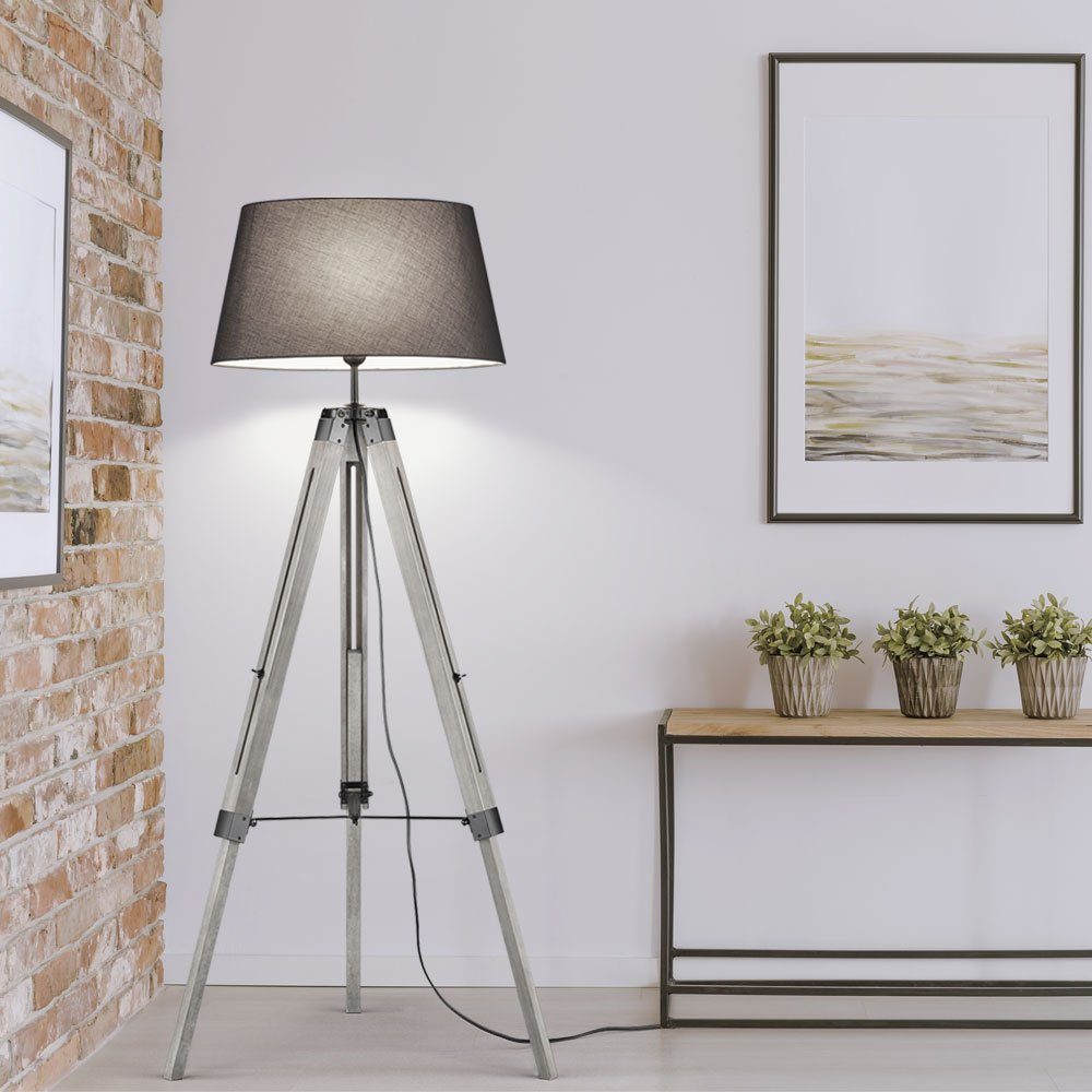 Design Steh Stand Lampe Leuchte Höhe 119 cm Beleuchtung Textil weiß Wohn Zimmer 