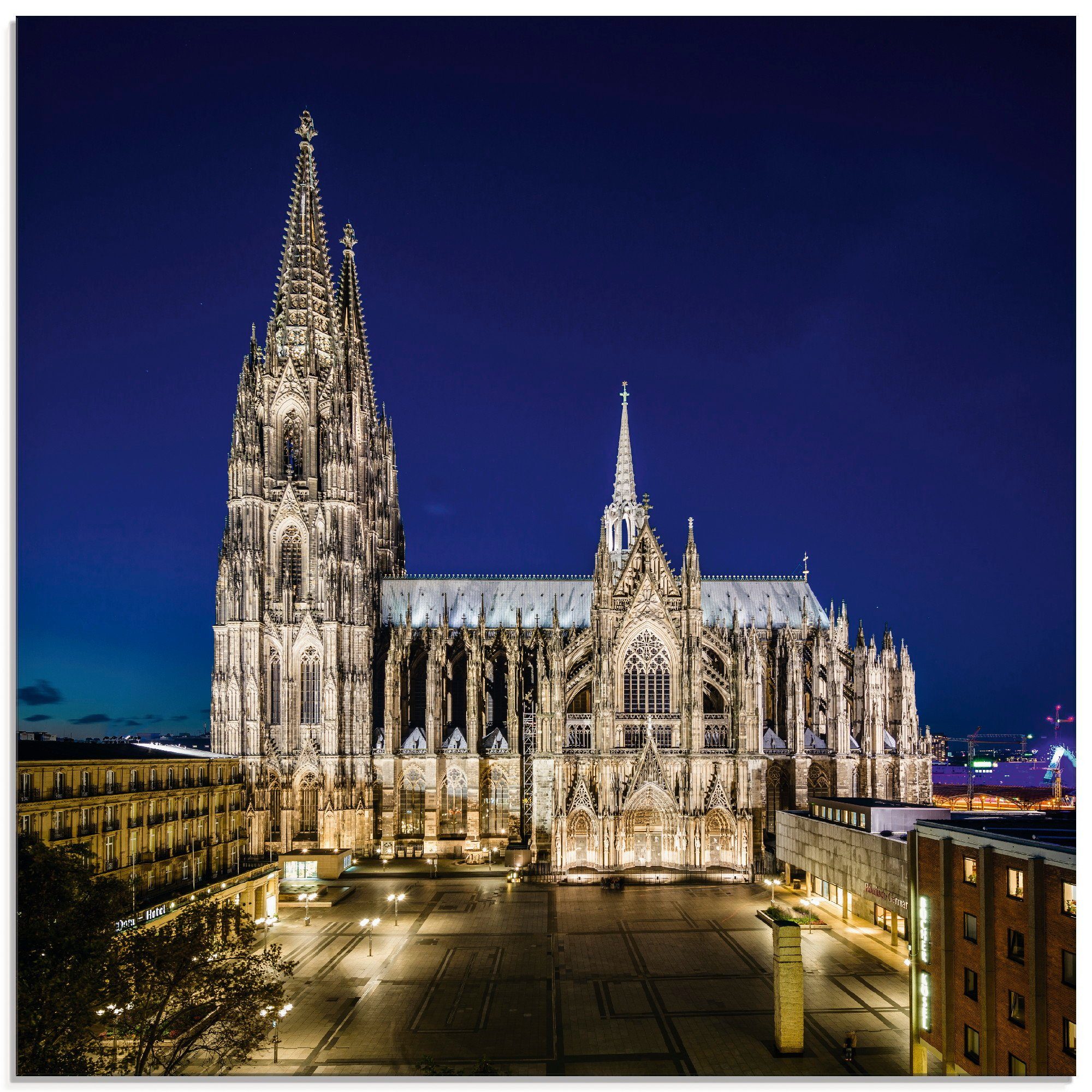 Artland Glasbild Kölner Dom am Abend, Gebäude (1 St), in verschiedenen Größen