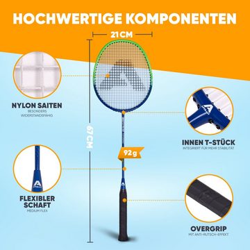 Apollo Badmintonschläger Badminton Set Badminton Match Pro 800, (Set, inkl. 2 Bällen und Tragetasche), inkl. 2 Bällen und Tragetasche