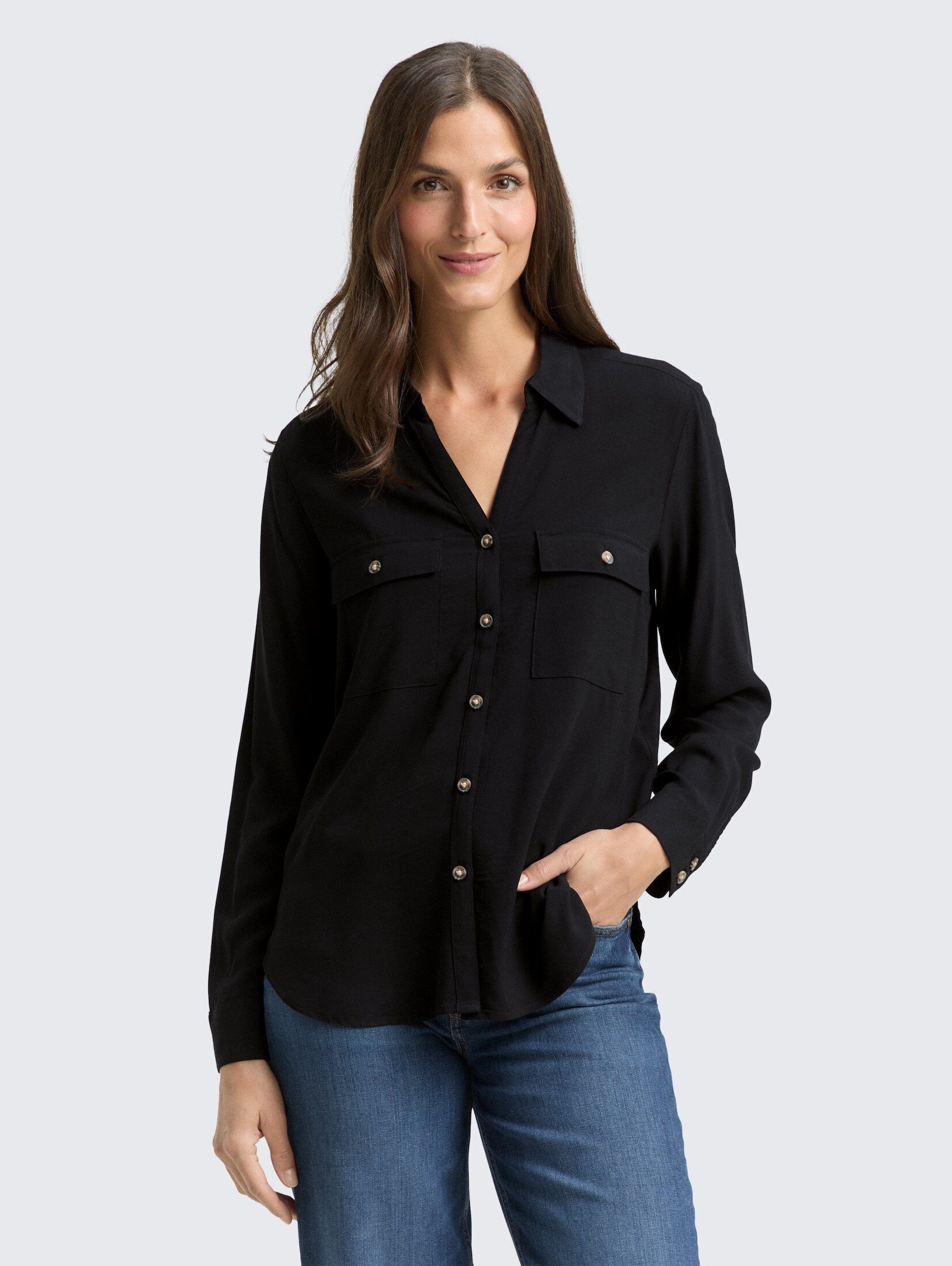 TOM TAILOR Langarmbluse Blusen & Shirts Hemdbluse mit Brusttaschen