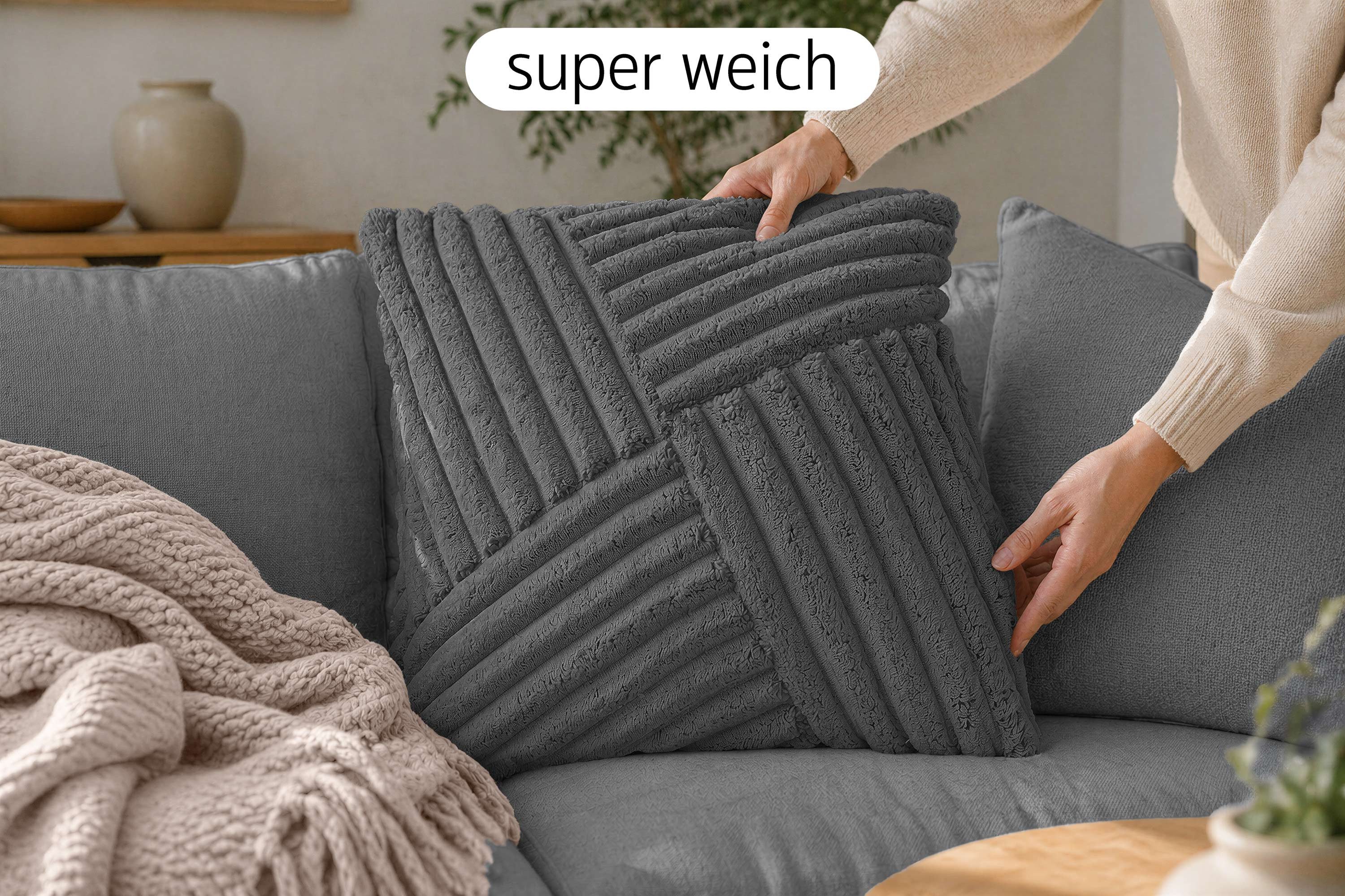 Amilian Kissenbezüge 4er Set Kissenhüllen dekorativ weich für Sofa & Couch, Kissenbezug für Dekokissen Zierkissen Kissen