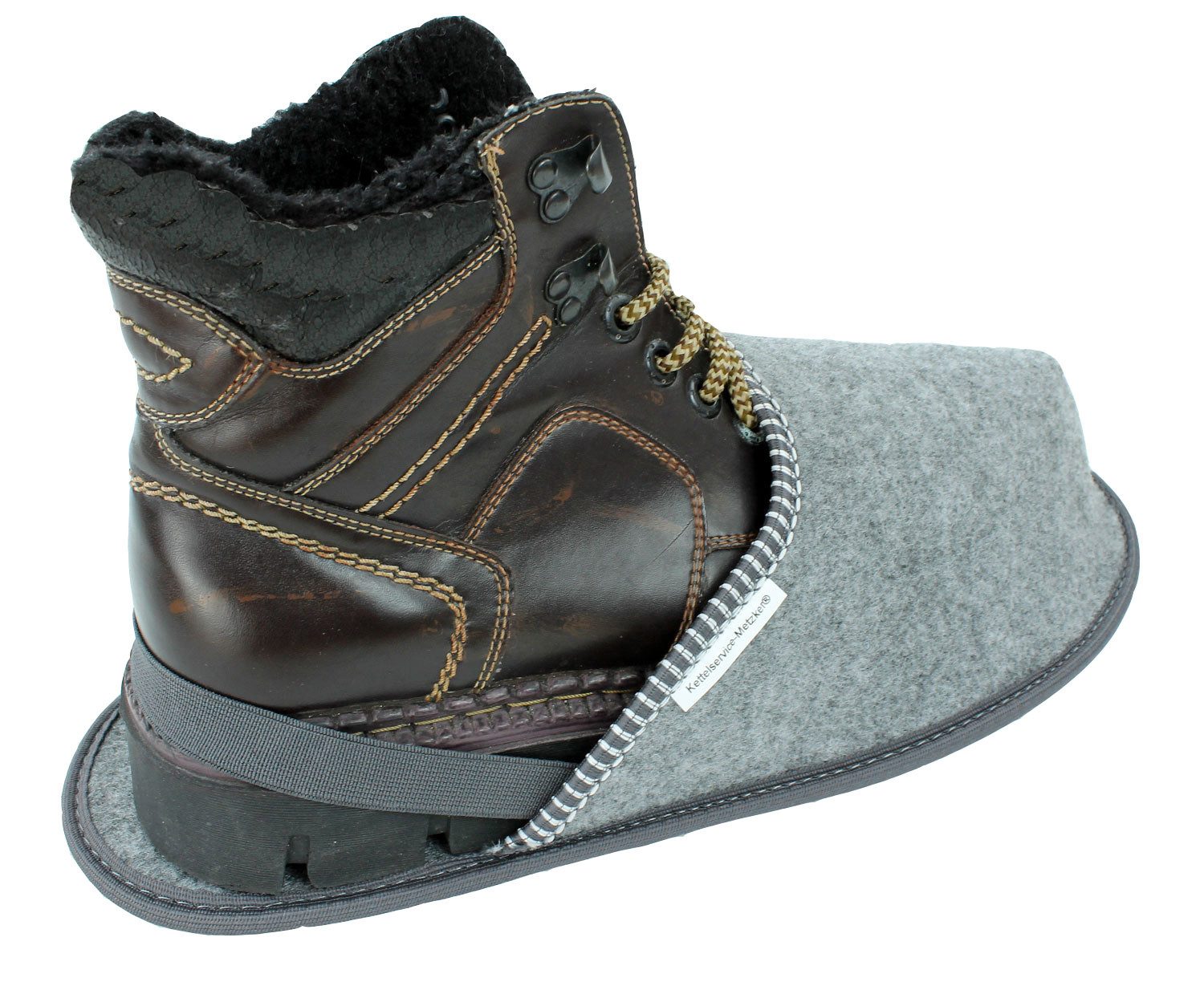 Metzker® Museumspantoffel Überschuh mit Filzsohle oder Nopppensohle Pantoffel 1 Paar Grau