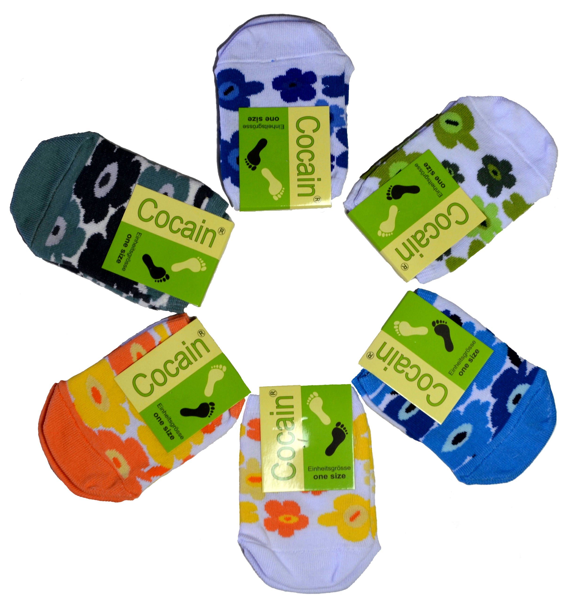 Cocain underwear Zehlinge Damen Füsslinge halbe Socken Zehling für fersenfreie Schuhe Baumwolle (6 Paar) gute Luftzirkulation