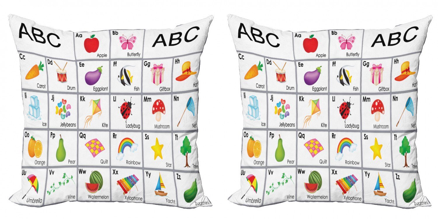 Kissenbezüge Modern Accent Doppelseitiger Digitaldruck, Abakuhaus (2 Stück), Alphabet Quadrate mit Buchstaben für Kinder