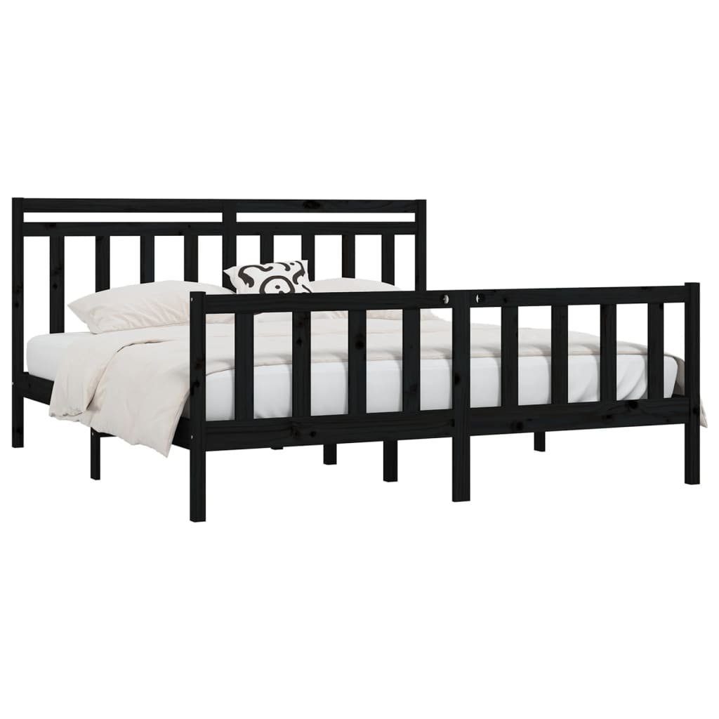 vidaXL Bett Massivholzbett Schwarz Kiefer 200x200 cm