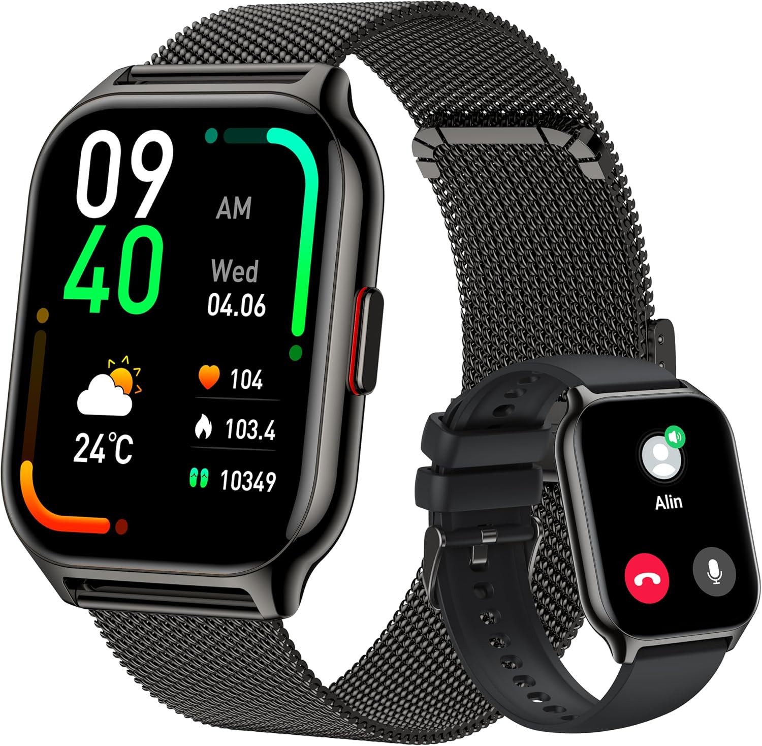 für Damen Herren mit Telefonfunktion, Fitnesstracker Farbdisplay Smartwatch
