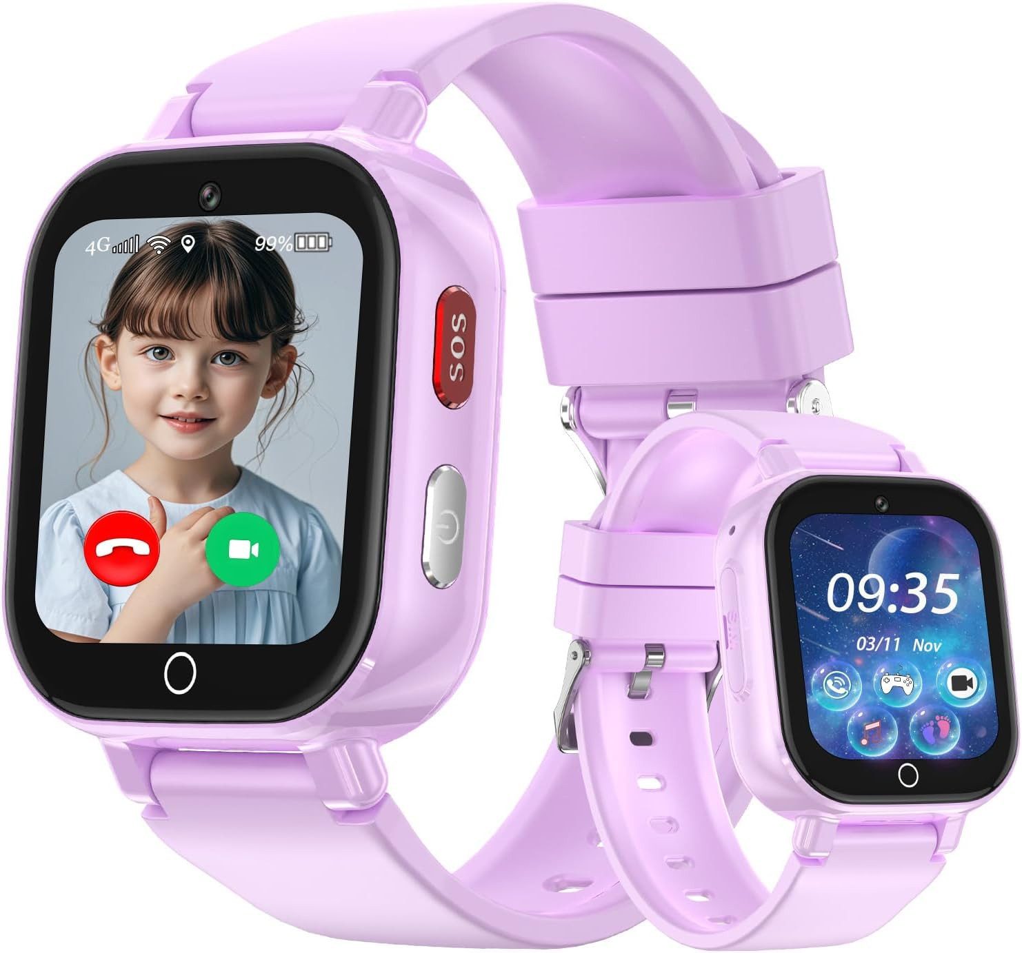CATGIFF Smartwatch (2,5 cm, sim-karte), Kinder Smartwatch mit sicheren Funktionen