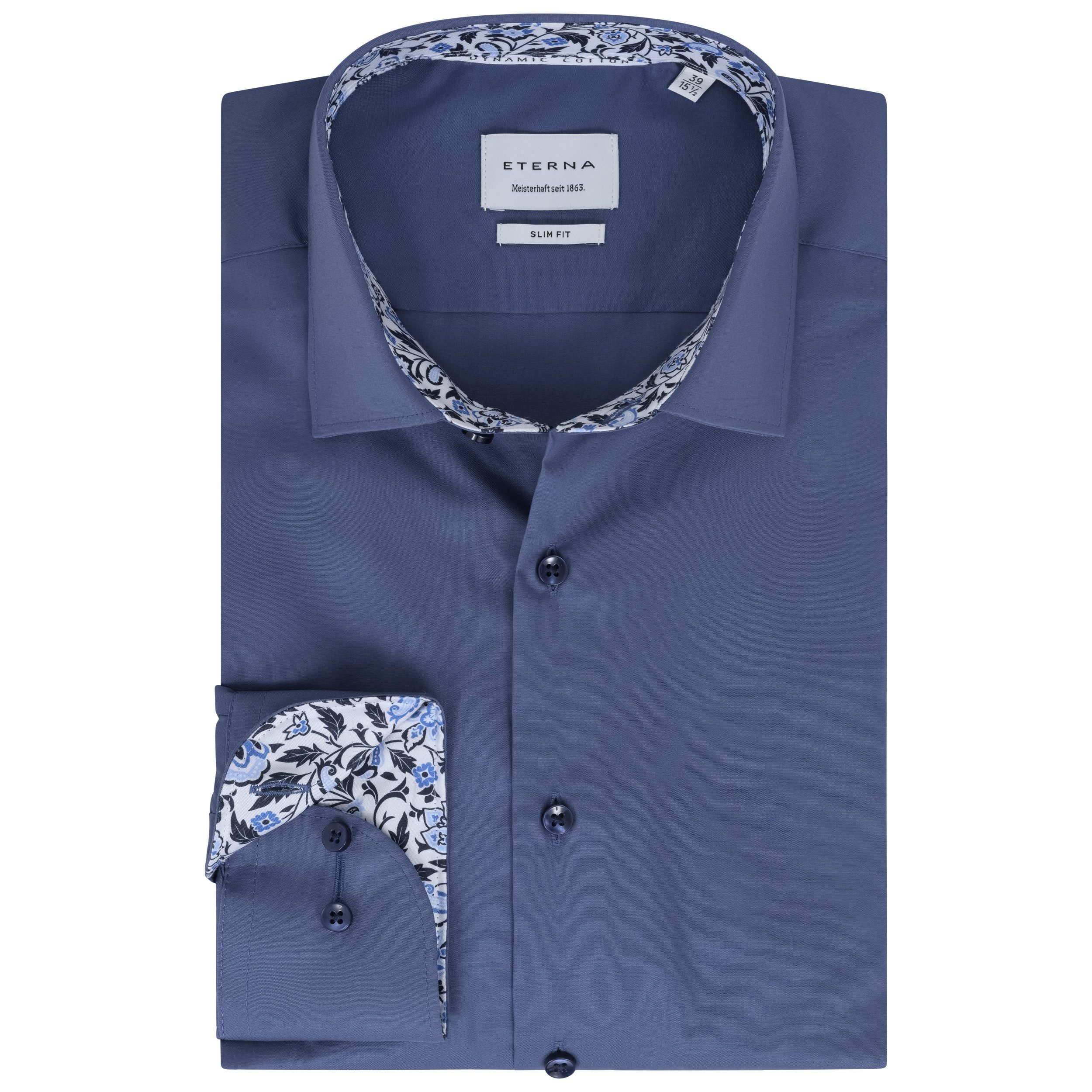 Eterna Businesshemd SLIM FIT I Blau I Bügelfrei I 100% Baumwolle Langarm 67 günstig online kaufen
