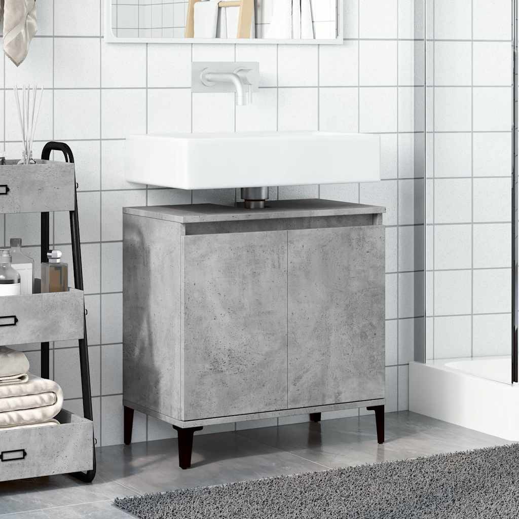 vidaXL Badezimmerspiegelschrank Waschbeckenunterschrank Betongrau 58x33x60 cm Holzwerkstoff