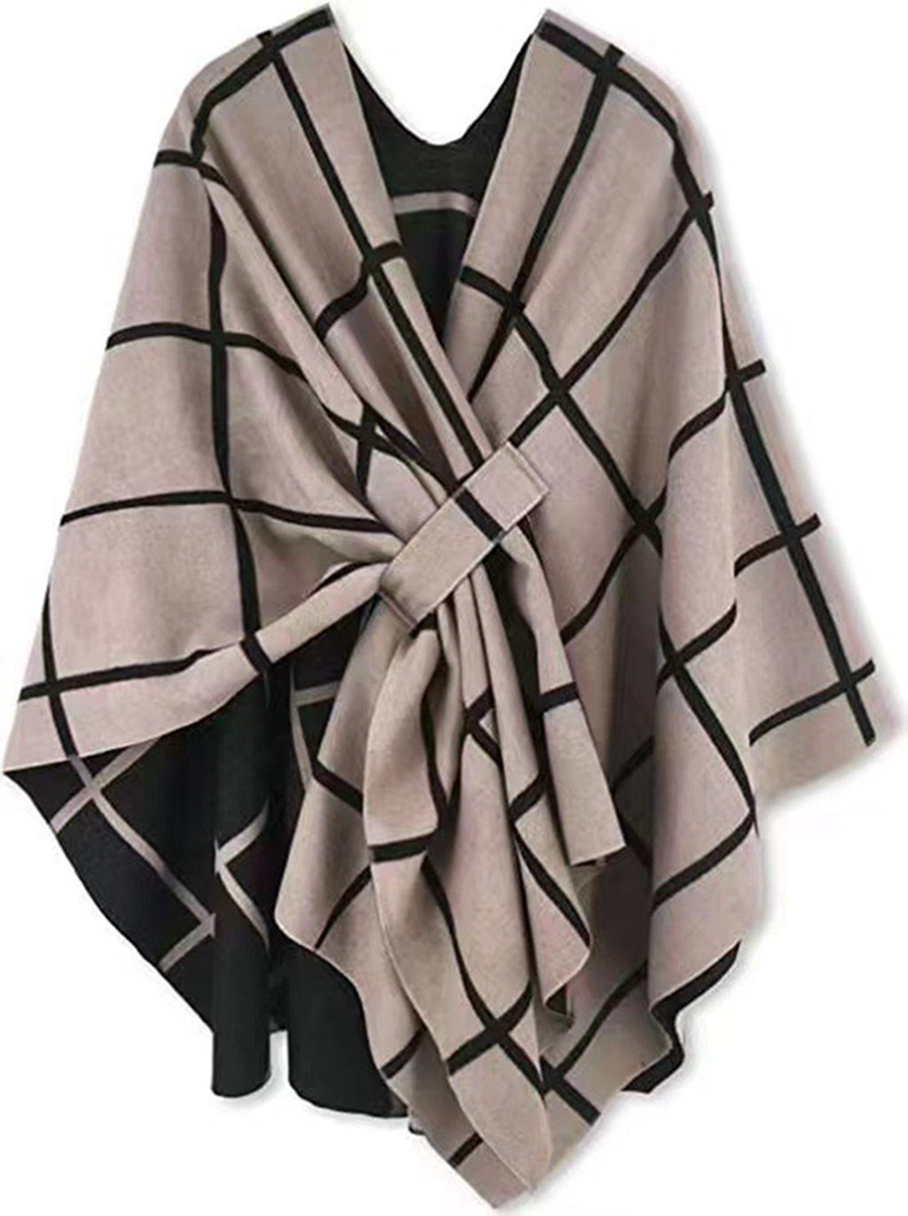 für Damen Herbst Wrap WaKuKa Cardigan Khaki Cape Schal Schal, Winter geeignet XXL-Schal und