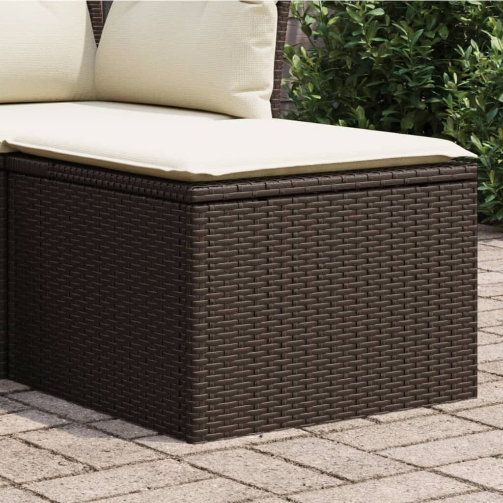 vidaXL Hocker Gartenhocker mit Kissen Braun 55x55x37 cm Poly Rattan