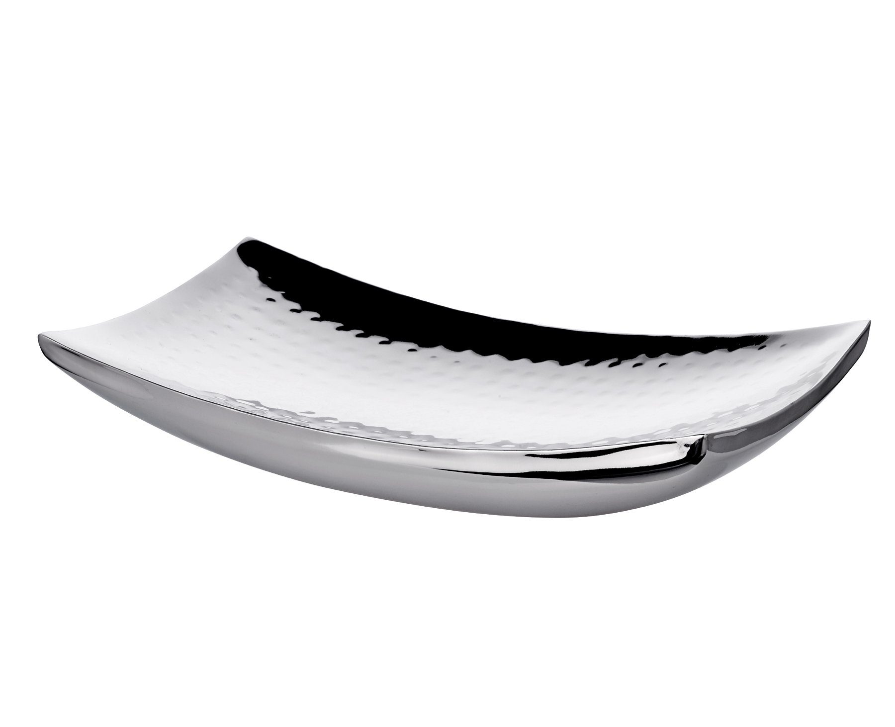 EDZARD Servierschale Dallas, Edelstahl, Schale, quadratisch, Silber-Optik, hochglanzpoliert, gehämmert