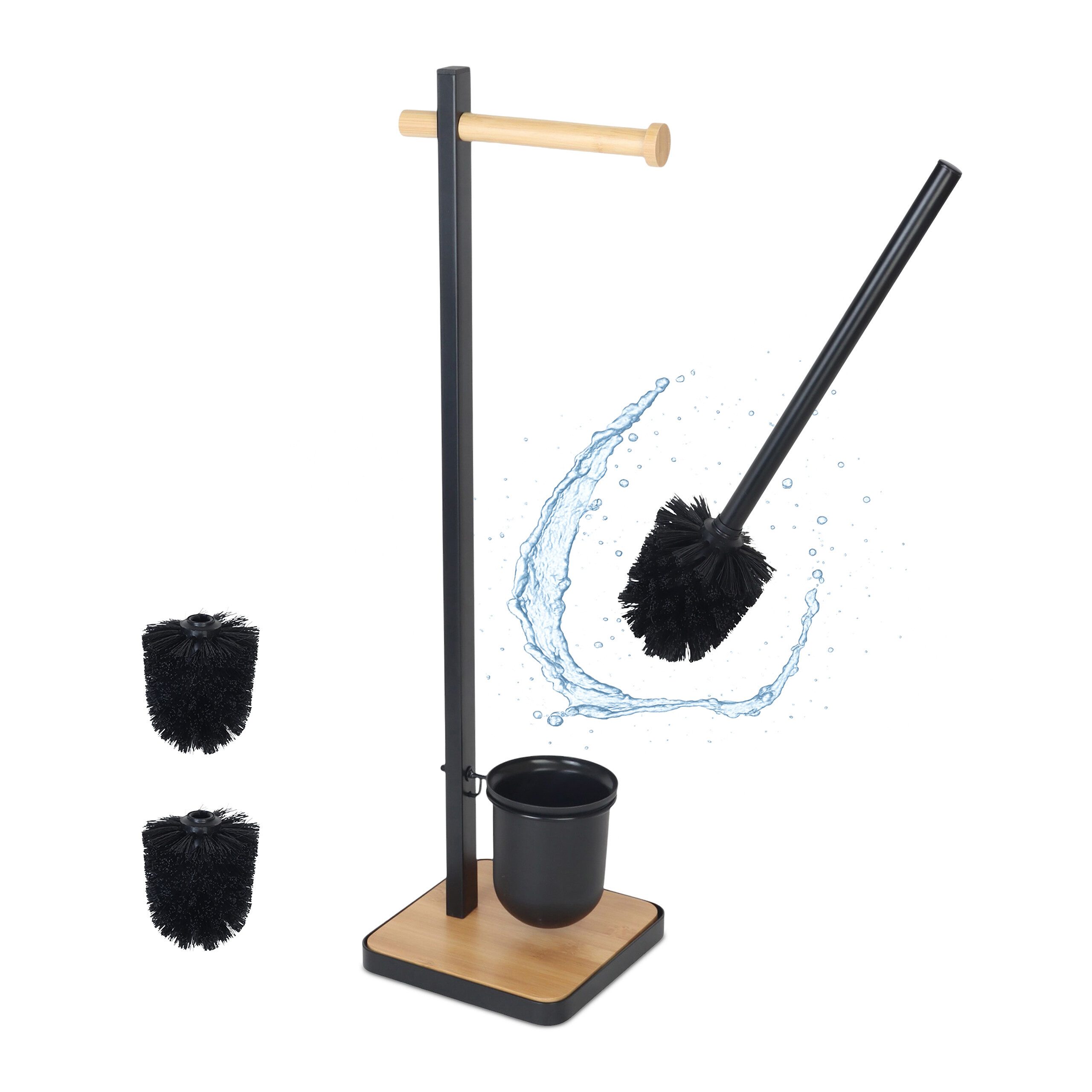 relaxdays WC-Garnitur Bambus & Stahl günstig online kaufen
