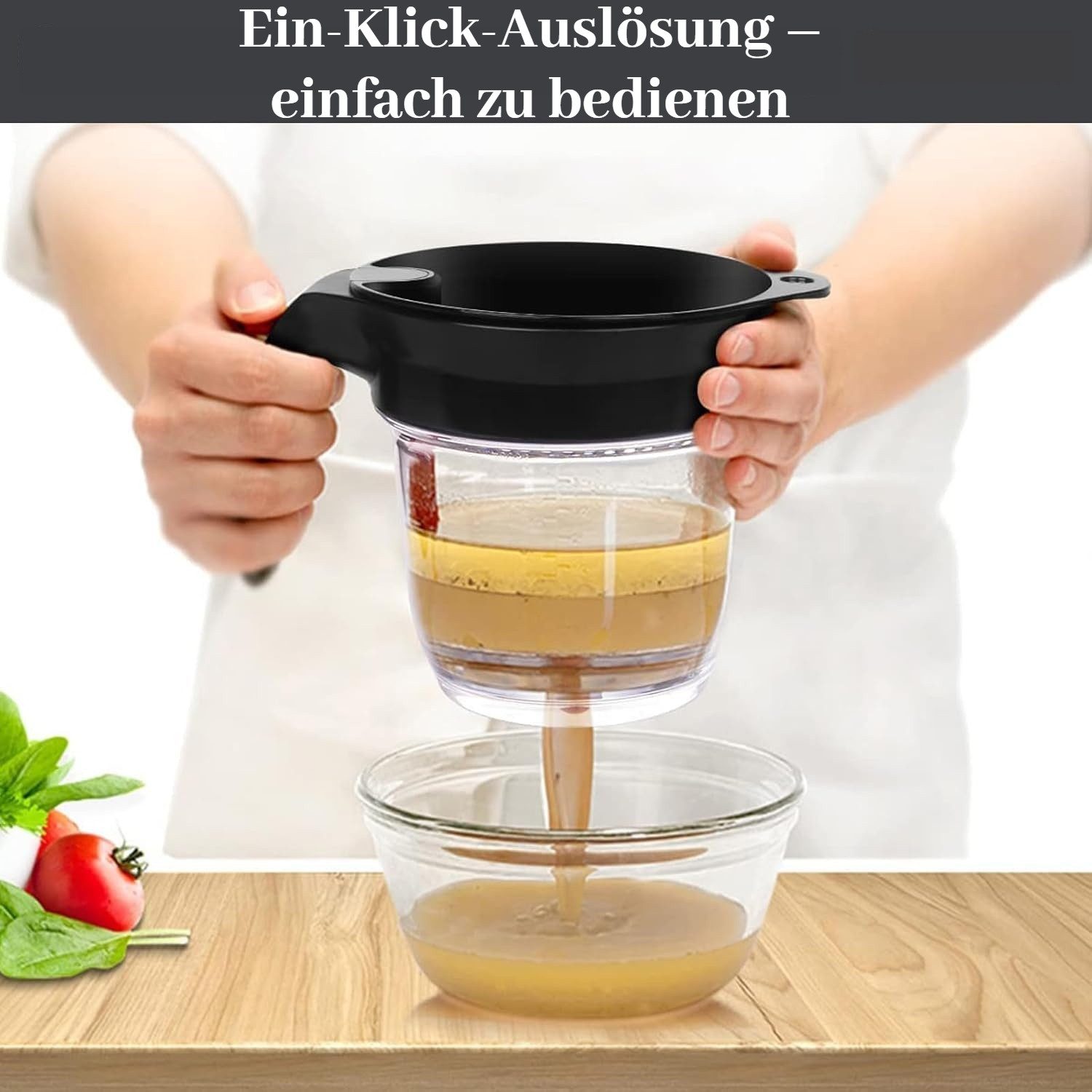 BlingBin Fetttrennkanne für Soßen, Fettabscheider 1000ml, Doppelfiltrations Fetttrenner, PP + ABS, (1er SET, 1-St., 1000 ml), für das Abschöpfen von Fett aus So – Bild 4 von 5