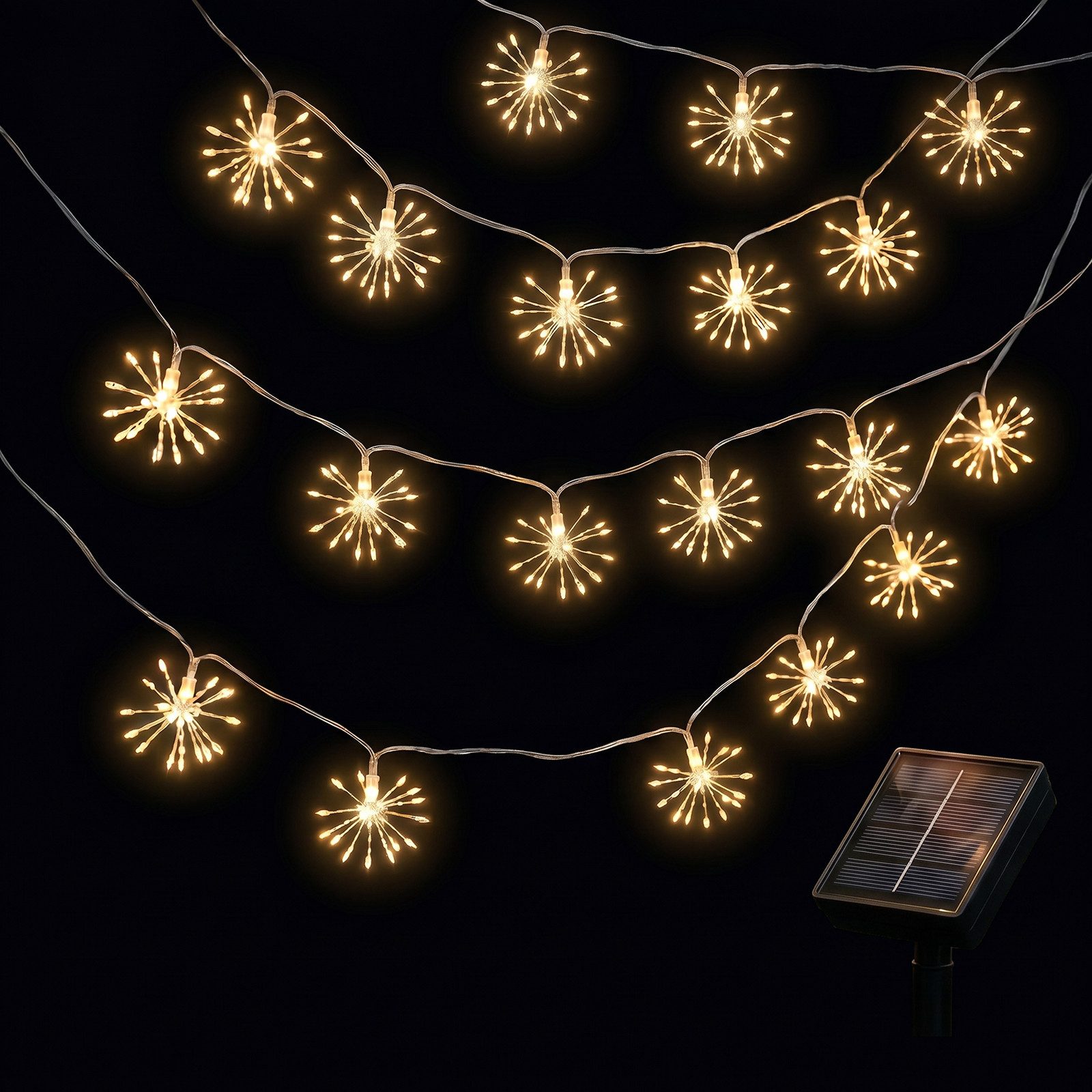 LED Solarleuchte LED Feuerwerk-Lichterkette Außen Solar Gartenleuchte Weihnachtsdeko