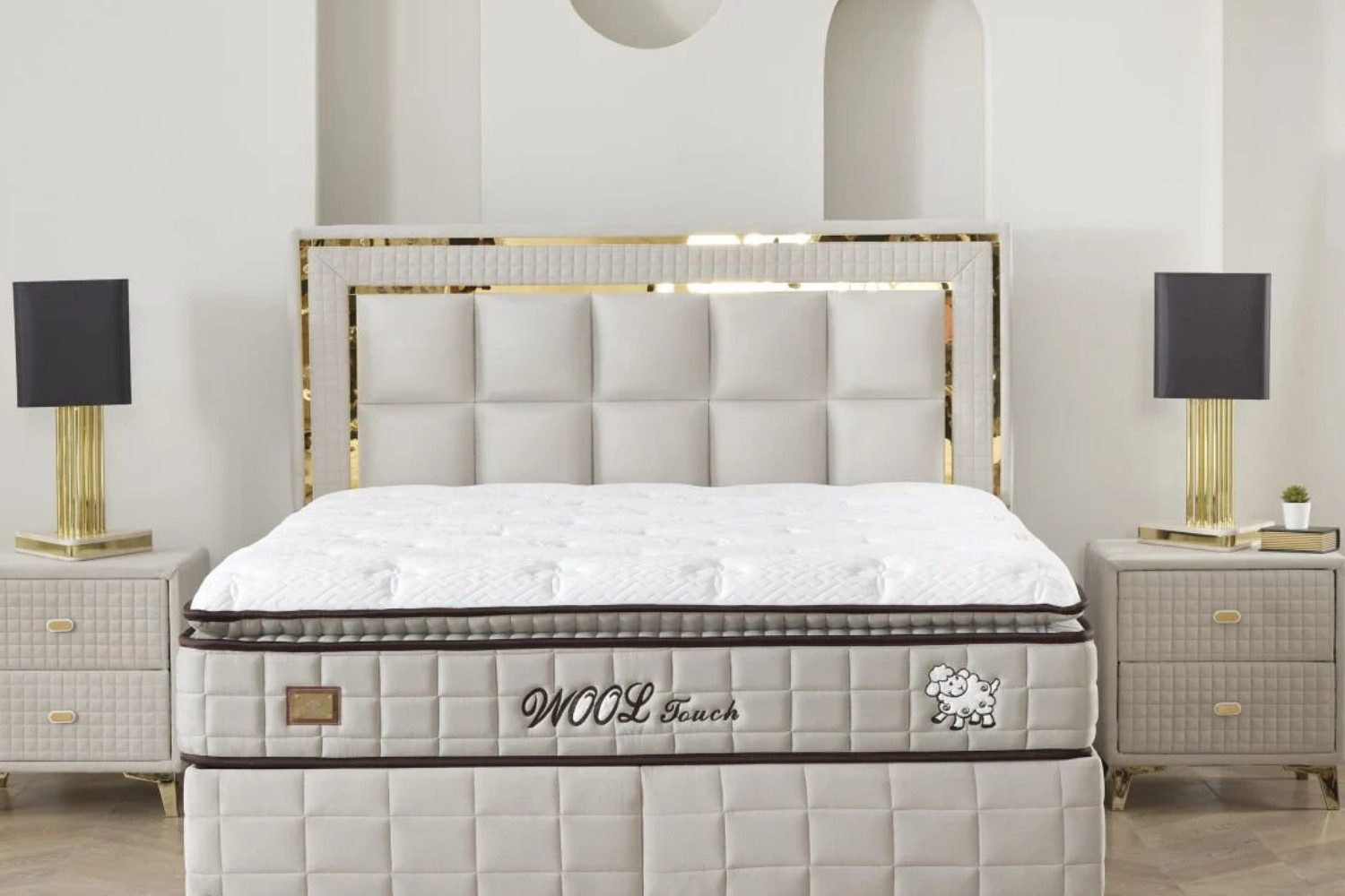 Pointhome Boxspringbett Bss Bedding, Wool Touch, Bett-Set ohne oder mit Nachttischen, H2/H3 (1x H3 Matratze, 2x Bettkasten, 1x Bettkopfteil, 2 optionale Nachttisch), 7 Zonen Allergenfrei & Atmungsaktiv, Orthopädische Matratze mit Topper
