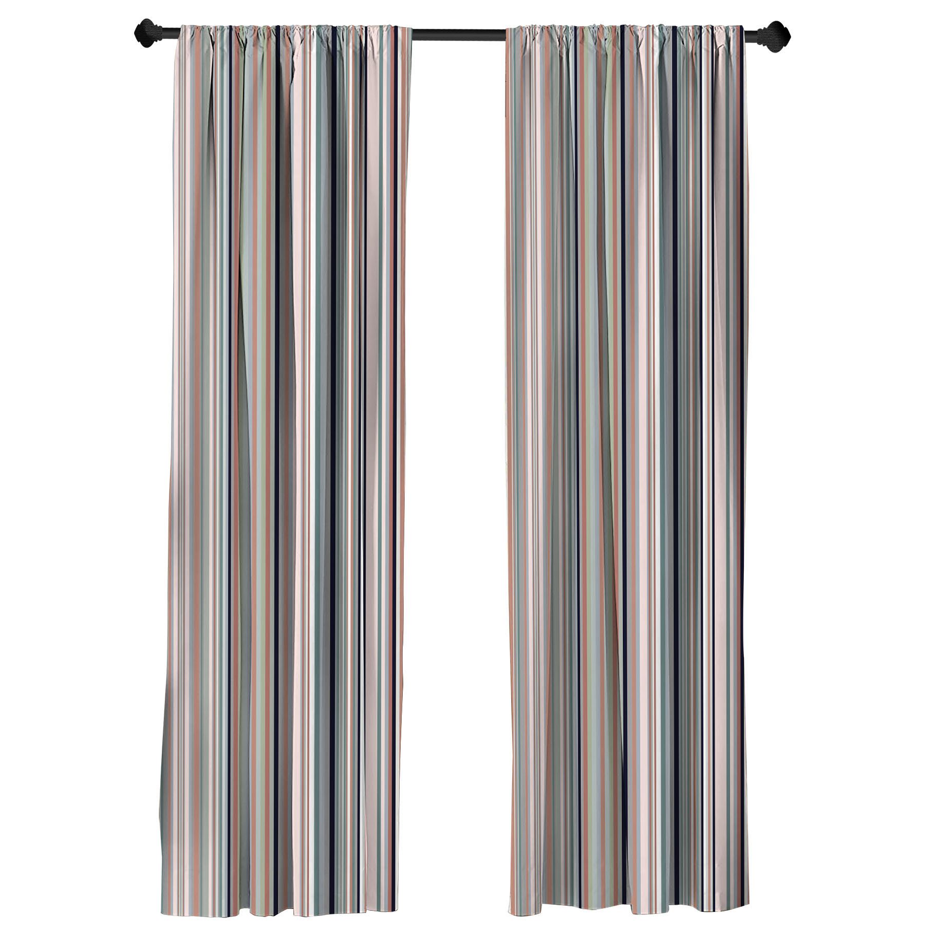 Abakuhaus Gardine Vorhang für Wohnzimmer Schlafzimmer Dekor, Microfaser, Gestreift Druck von Bunten Streifen