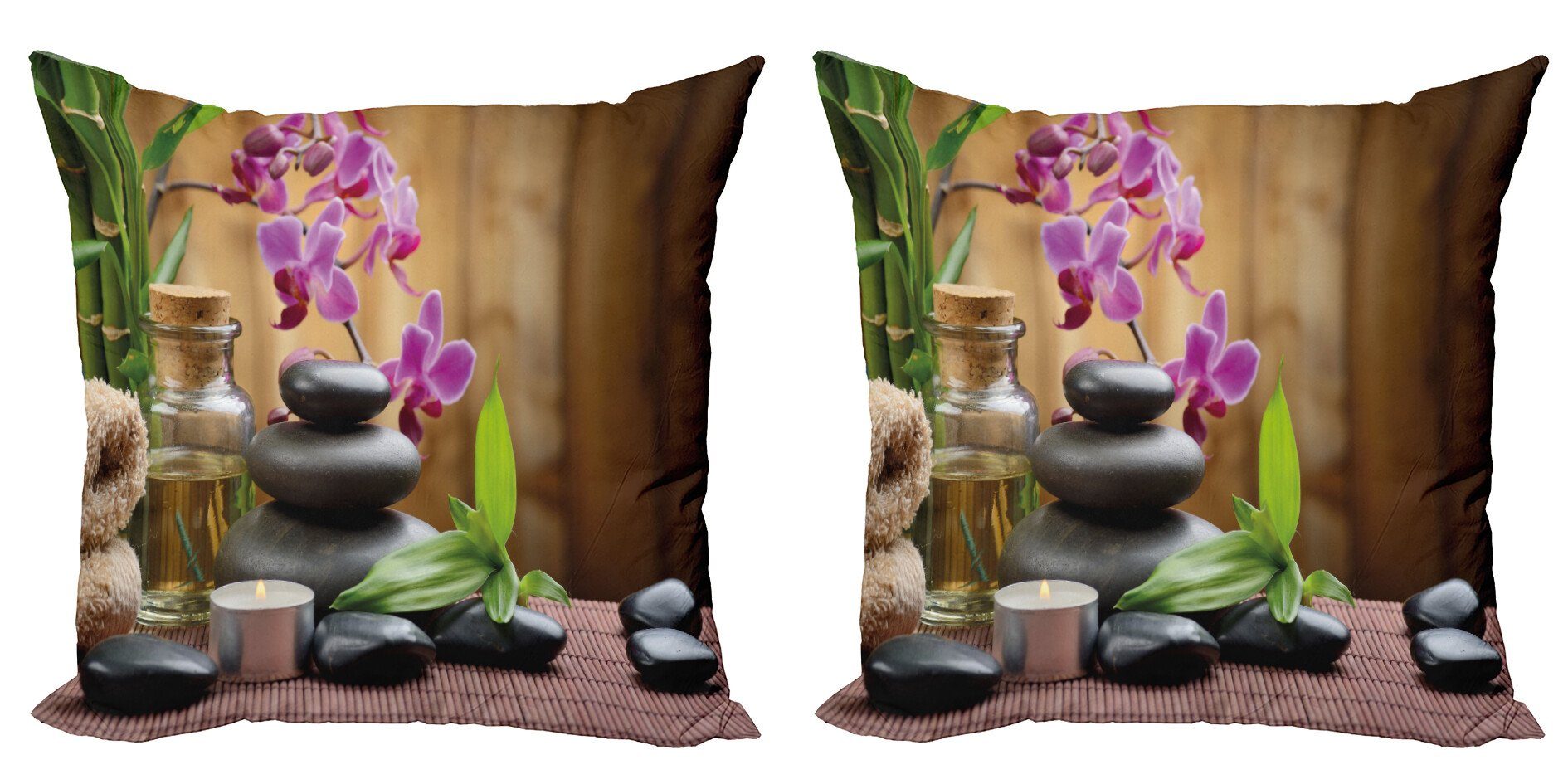 Kissenbezüge Modern Accent Doppelseitiger Digitaldruck, Abakuhaus (2 Stück), Spa Warme Steine ​​und Blumen