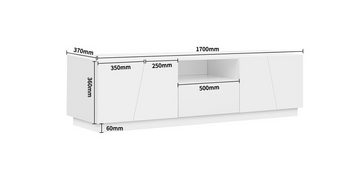 Ulife Lowboard Hochglanz-Oberfläche TV-Schrank Wohnzimmer Weiß Fernsehtisch, Kommode mit 3 geschlossene Fächer