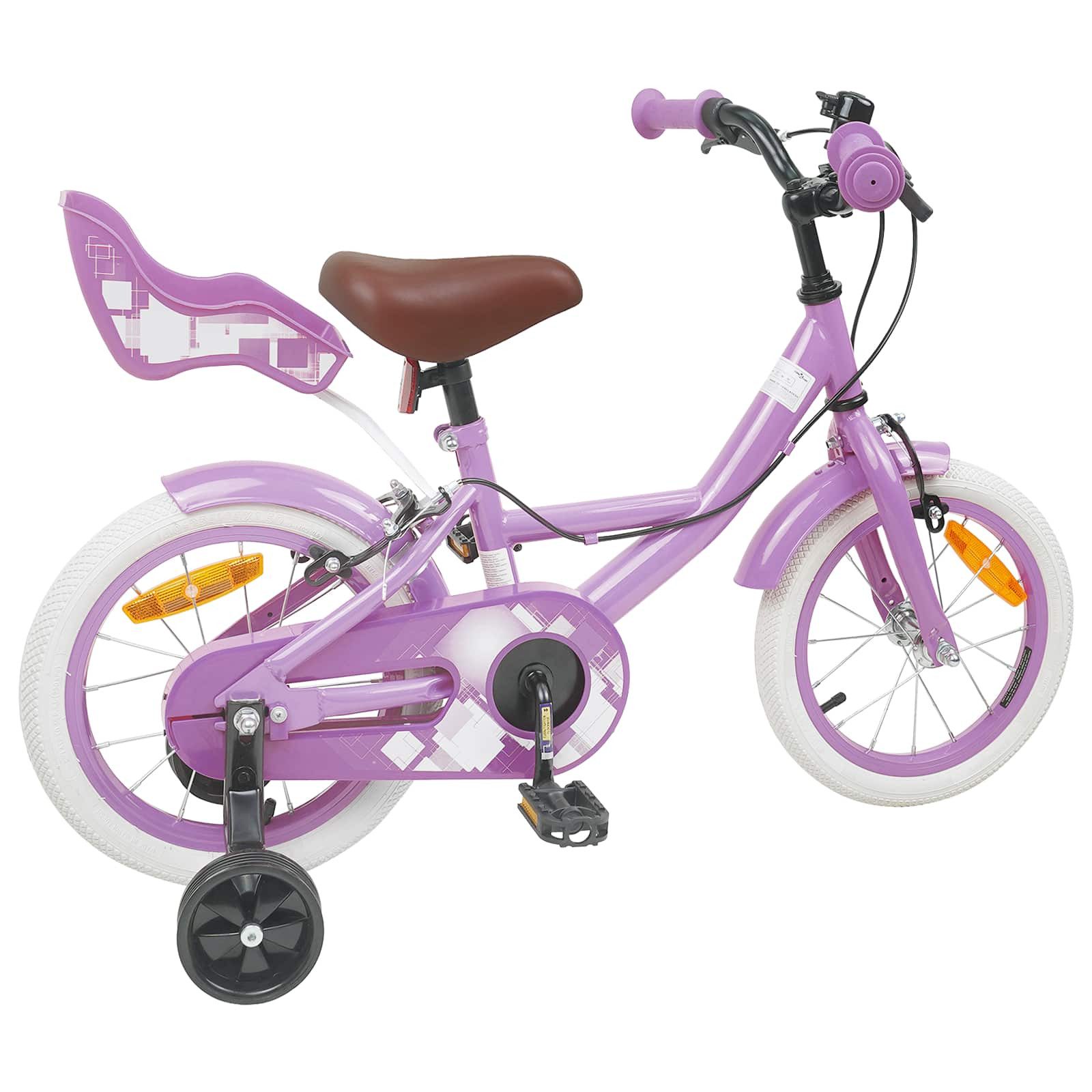 vidaXL Kinderfahrrad 90 x 49 x 67,5 cm Kinderfahrrad 12 Zoll für 2-4 Jahre alt Lila Stützrä