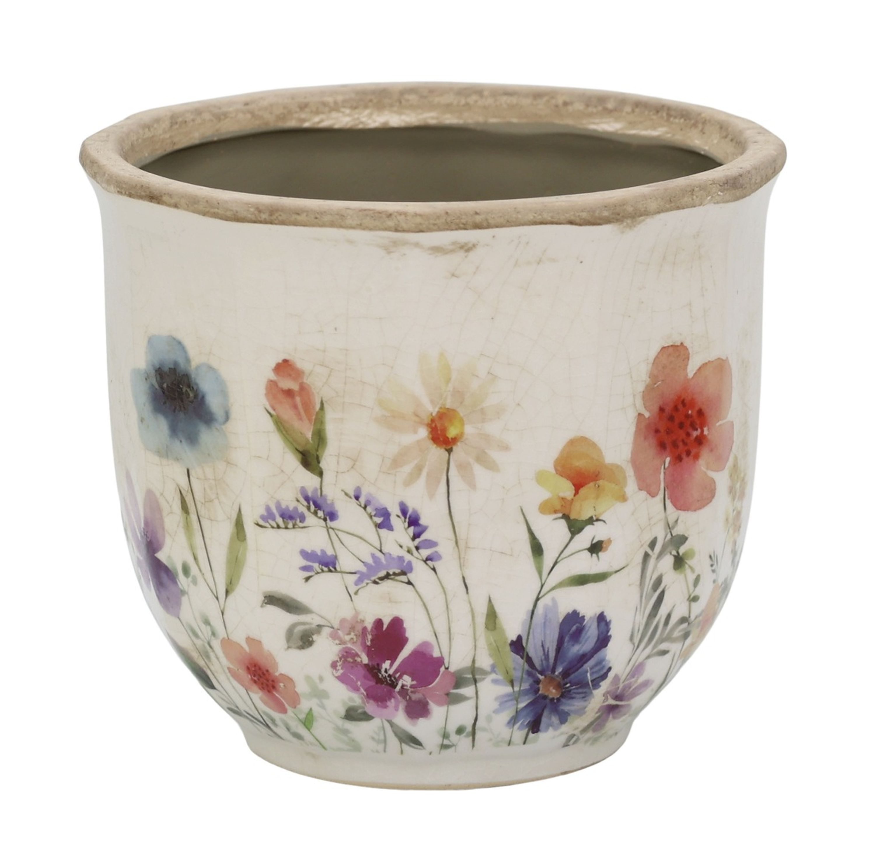 Chic Antique Blumentopf Chic Antique - Blumentopf Übertopf Blumenübertopf Keramik Blumenmotiv