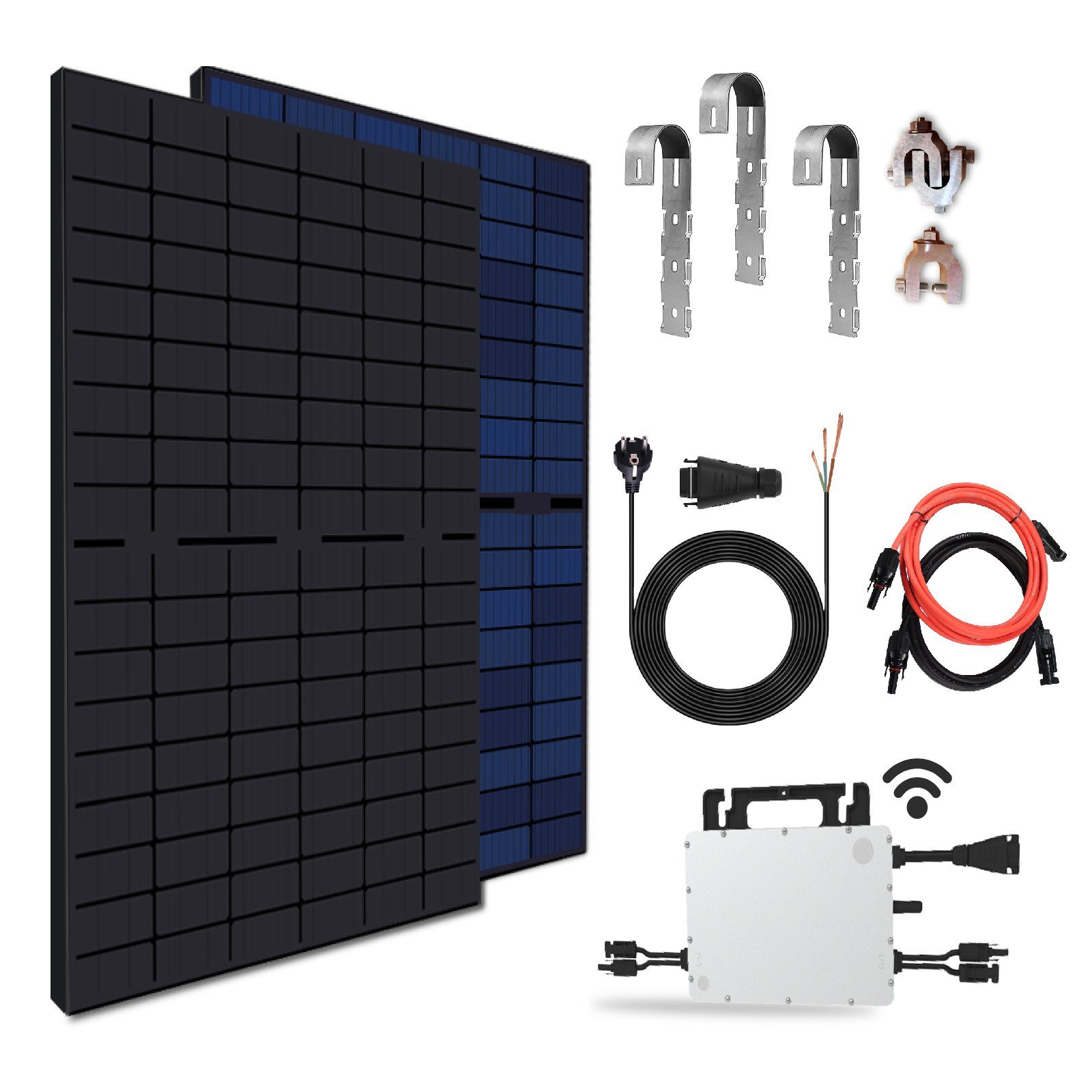 Type N Rund, Sunpro Bifacial Play) (Die Ihr für für Verbindung Balkon-Solaranlage 2 Plug Hoymiles HMS-800W-2T (Bifaziale & Module) WLAN Stegpearl Haus, Solarmodule Balkonkraftwerk, Mit Mit Solaranlage Monokristalline Balkongeländer Mikrowechselrichter, Freigabe 860W der Upgradefähiger Mono PV-Montage steckerfertig