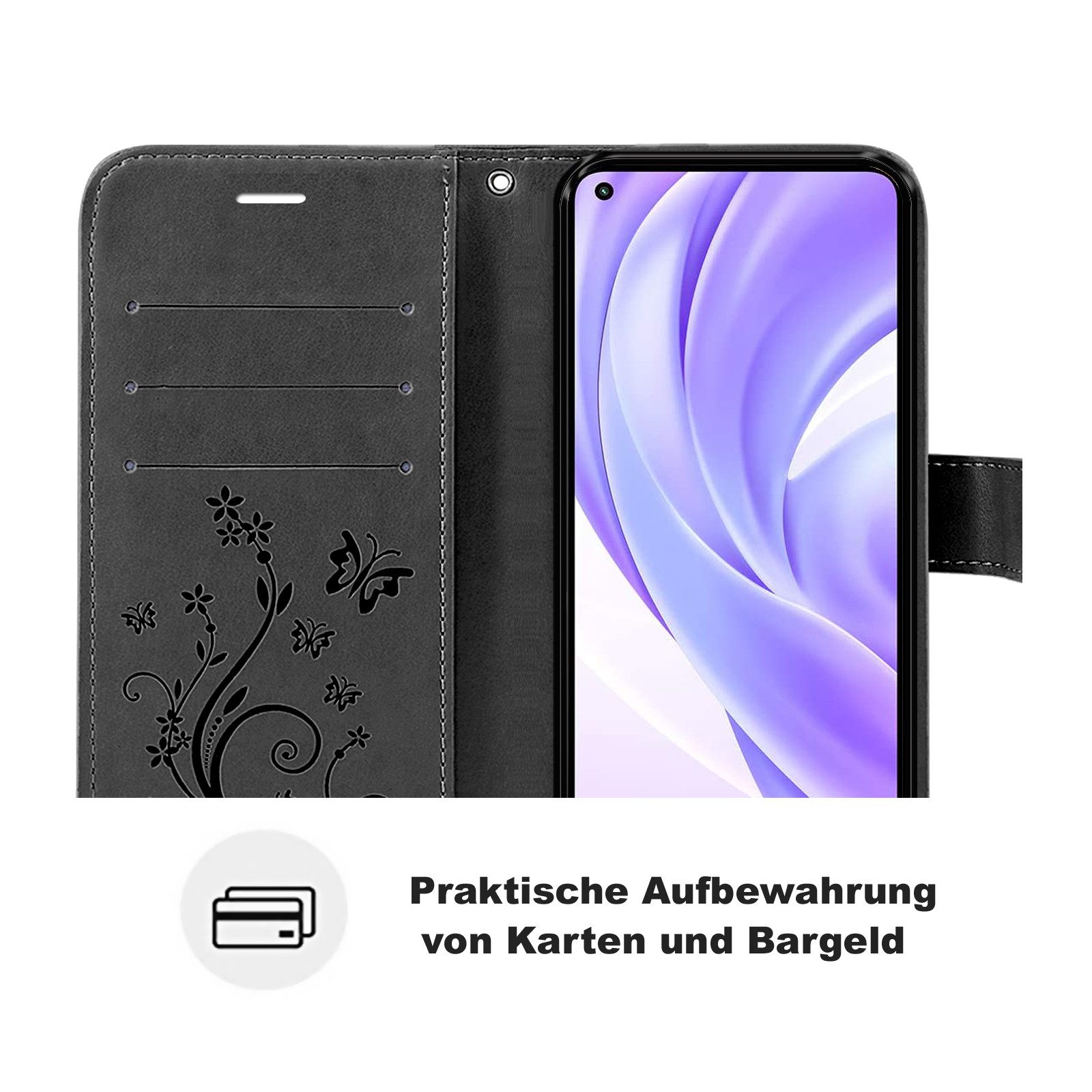 betterfon Handyhülle für Xiaomi Hülle mit [Standfunktion][Kartenfächern], Bookstyle-Hülle: Magnetverschluss 3 Kartenfächer & Standfunktion